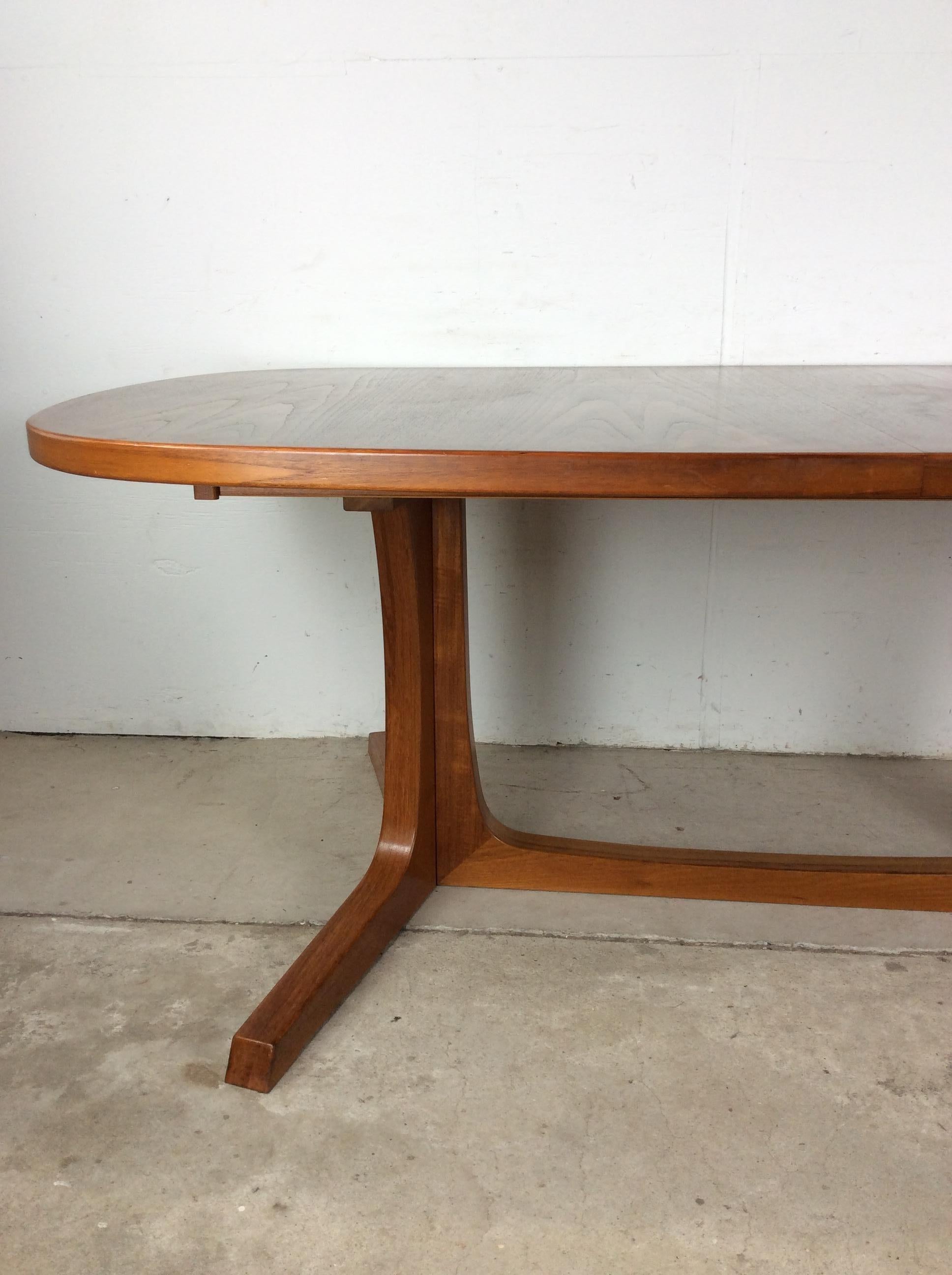 Scandinavian Modern Danish Modern Oval Teak Dining Table with 2 Leaves For Sale