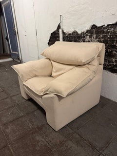 Danish modern oversized woven wool cream pillow lounge chair Niels Eilersen