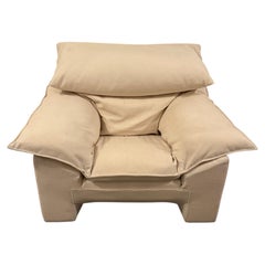 Danish modern oversized woven wool cream pillow lounge chair Niels Eilersen