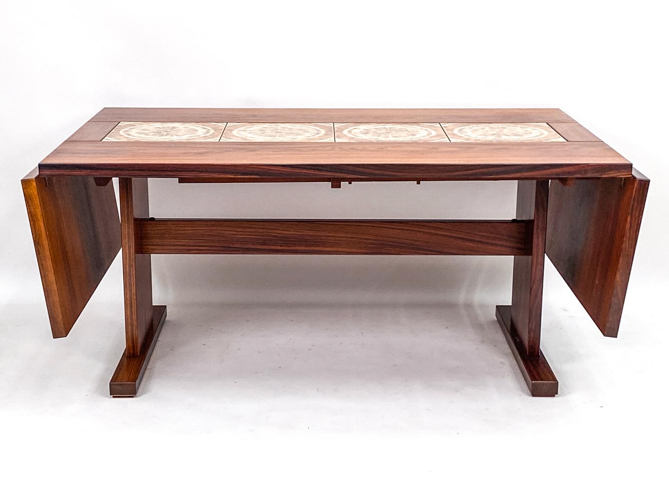 Late 20th Century Danish Modern Ox Art Rosewood & Tile Dining Table