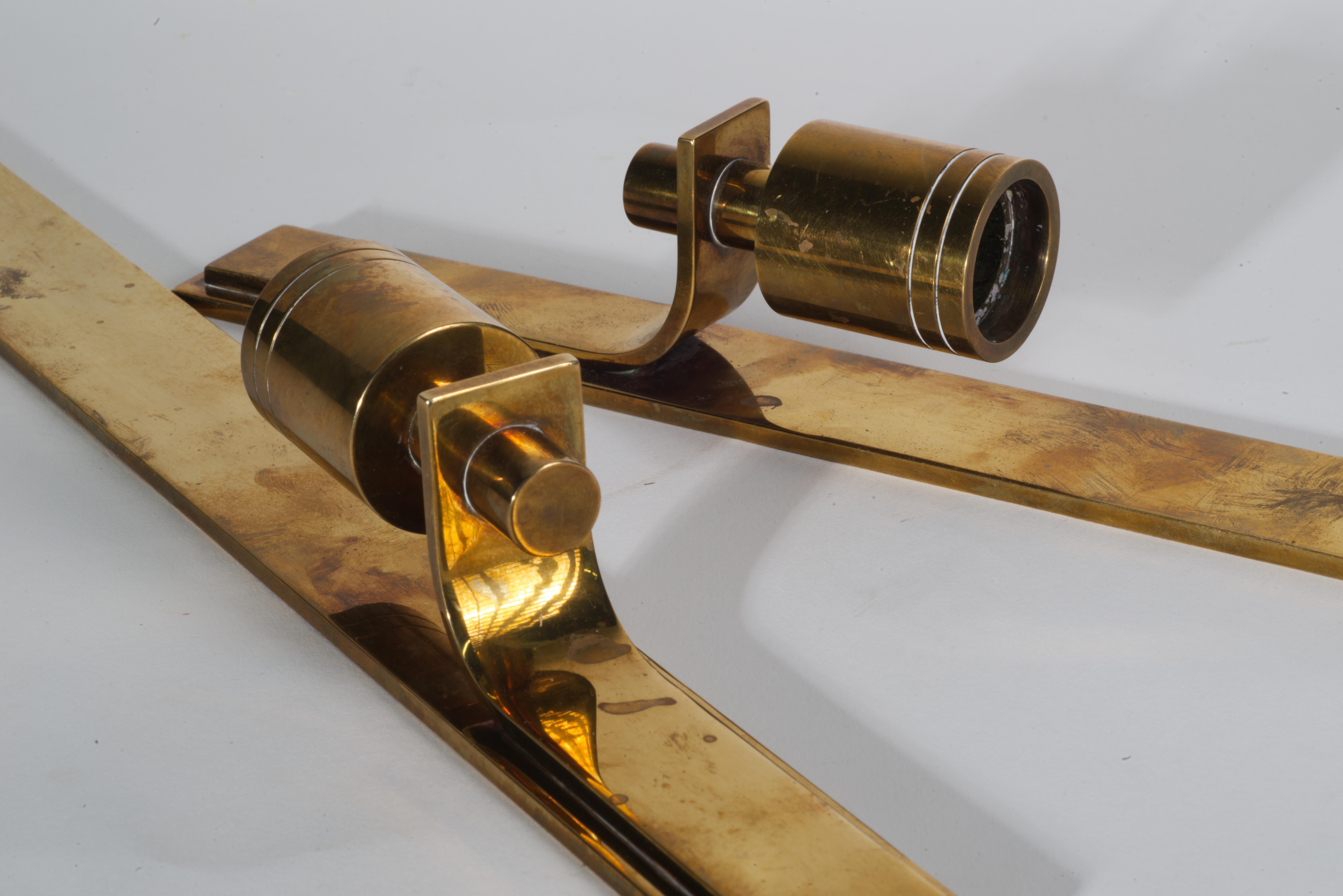 Danish Modern Pair of Brass Wall-Mounted Candle Holders, Dan Present, 1960s 4