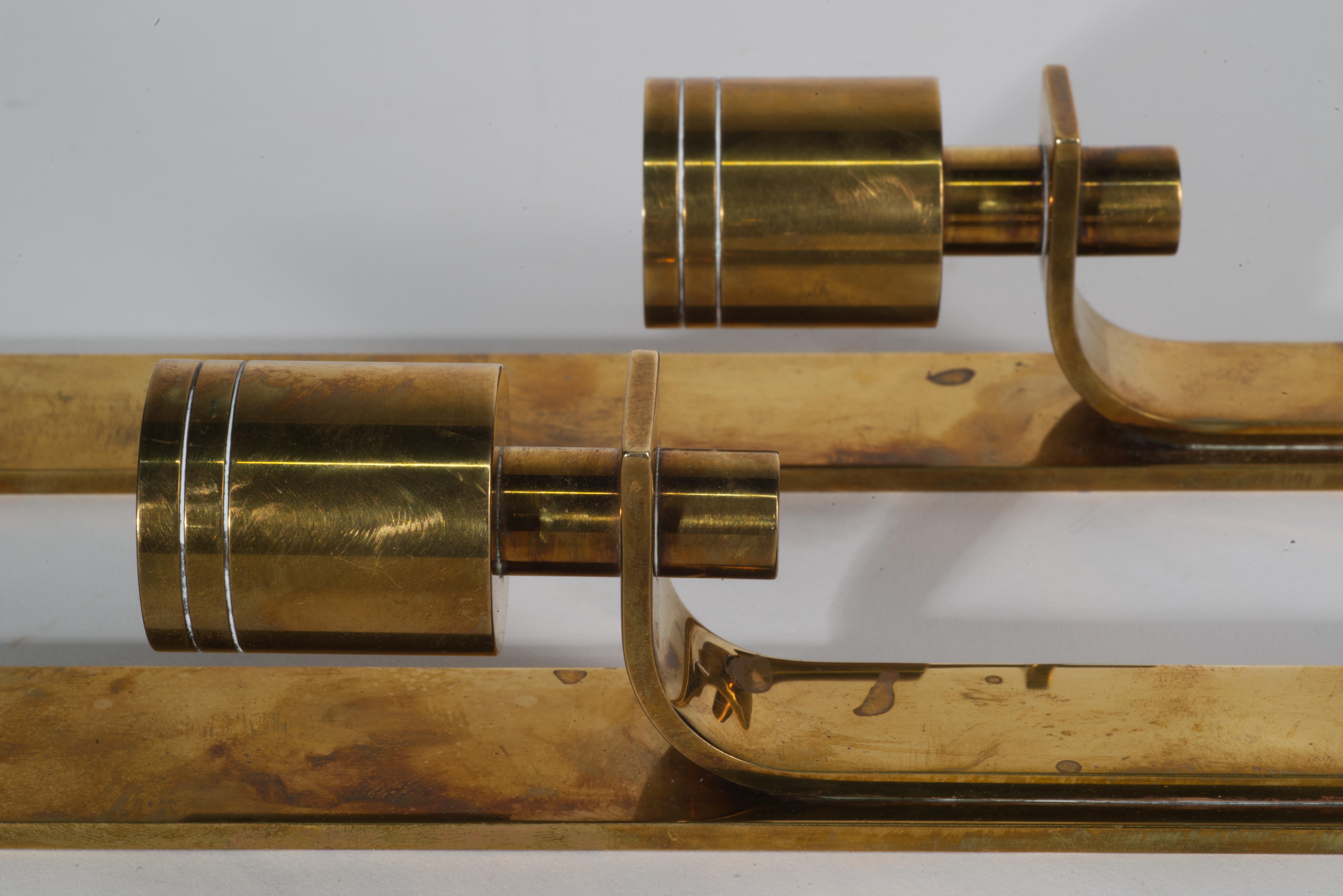 Danish Modern Pair of Brass Wall-Mounted Candle Holders, Dan Present, 1960s 5