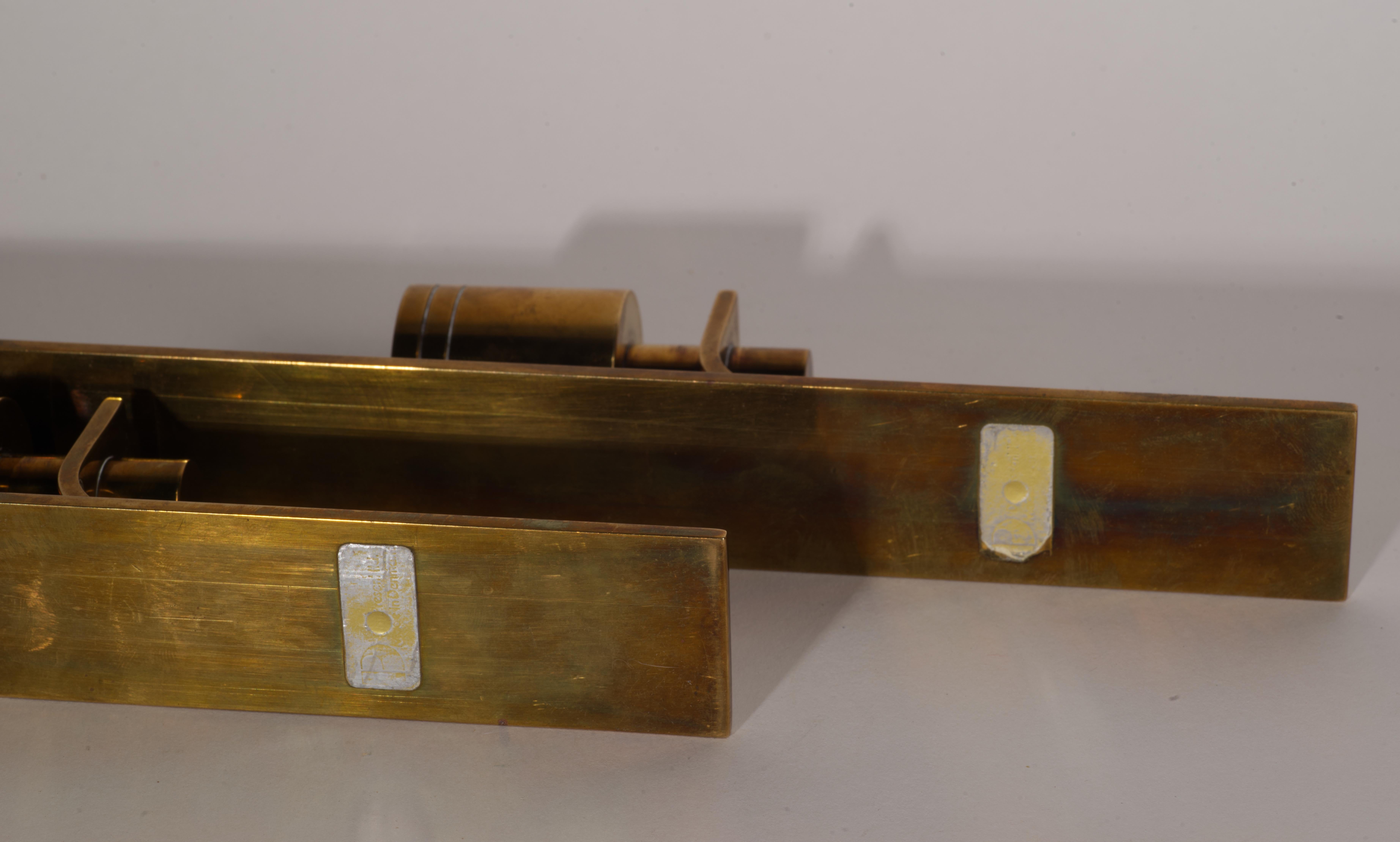 Danish Modern Pair of Brass Wall-Mounted Candle Holders, Dan Present, 1960s 1