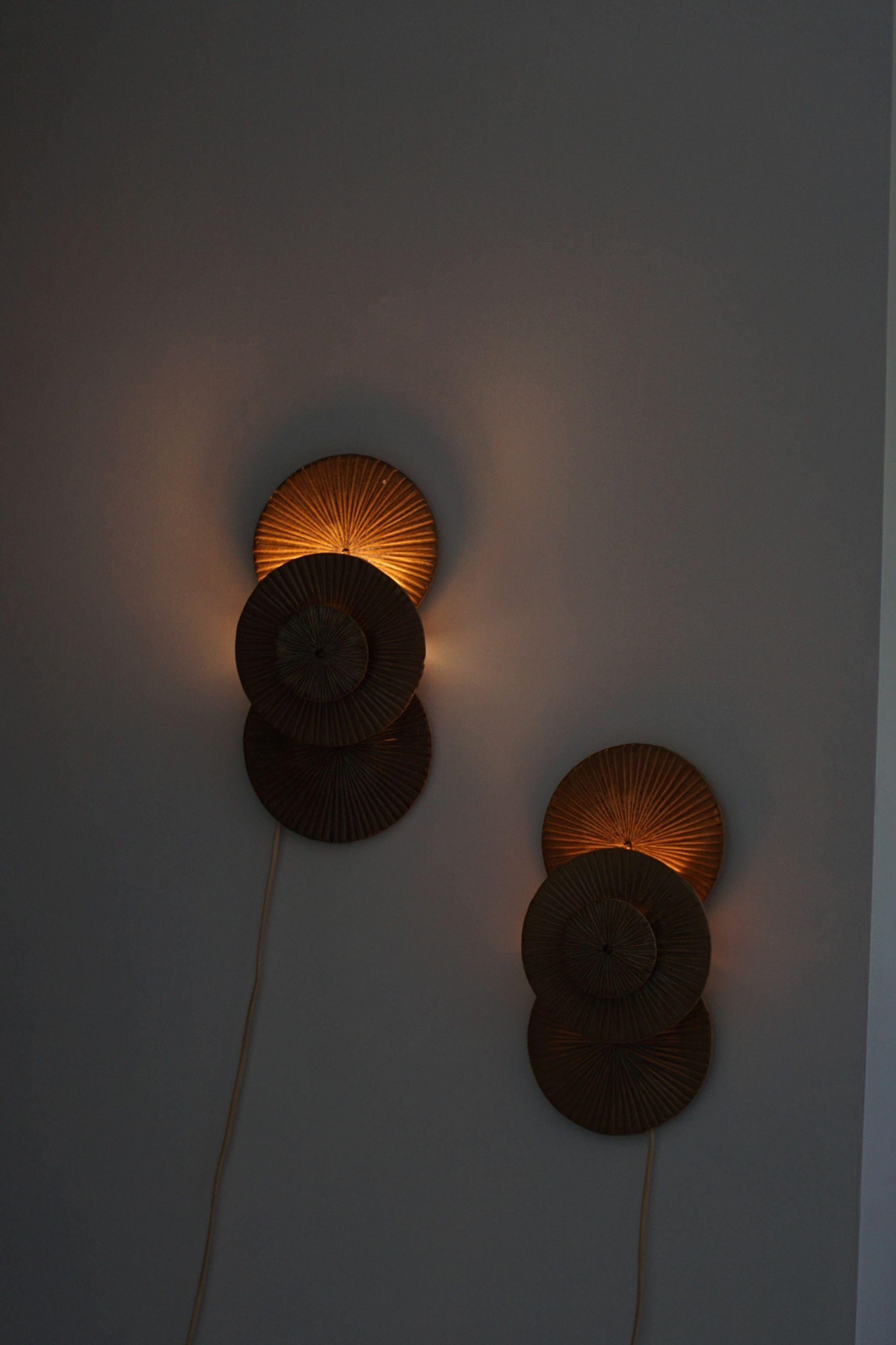 Art Deco Danish Modern Pair of Ceramic Wall Sconces, Made by Axella, 1970s