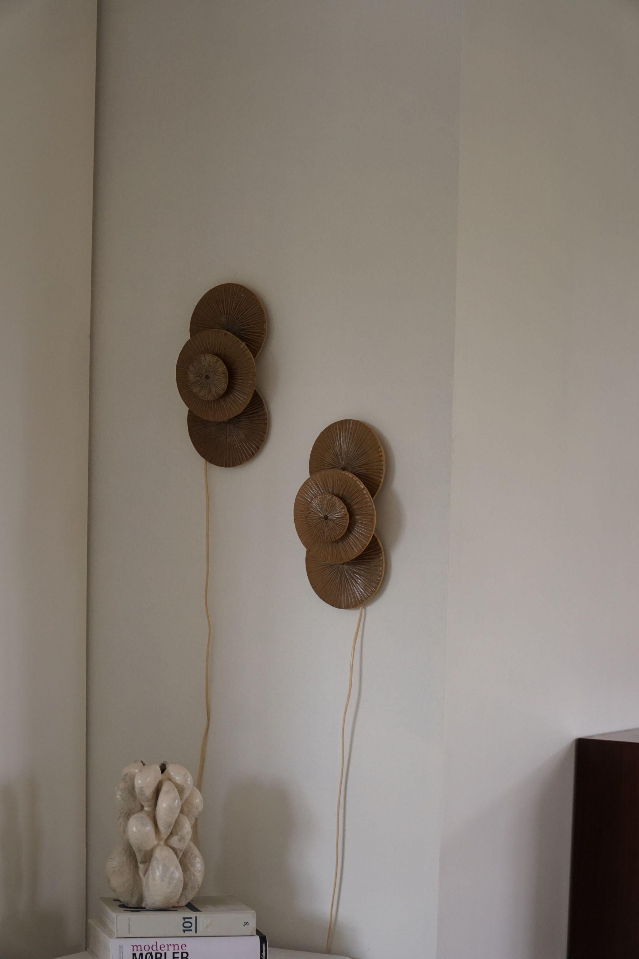 Danish Modern Pair of Ceramic Wall Sconces, Made by Axella, 1970s 1