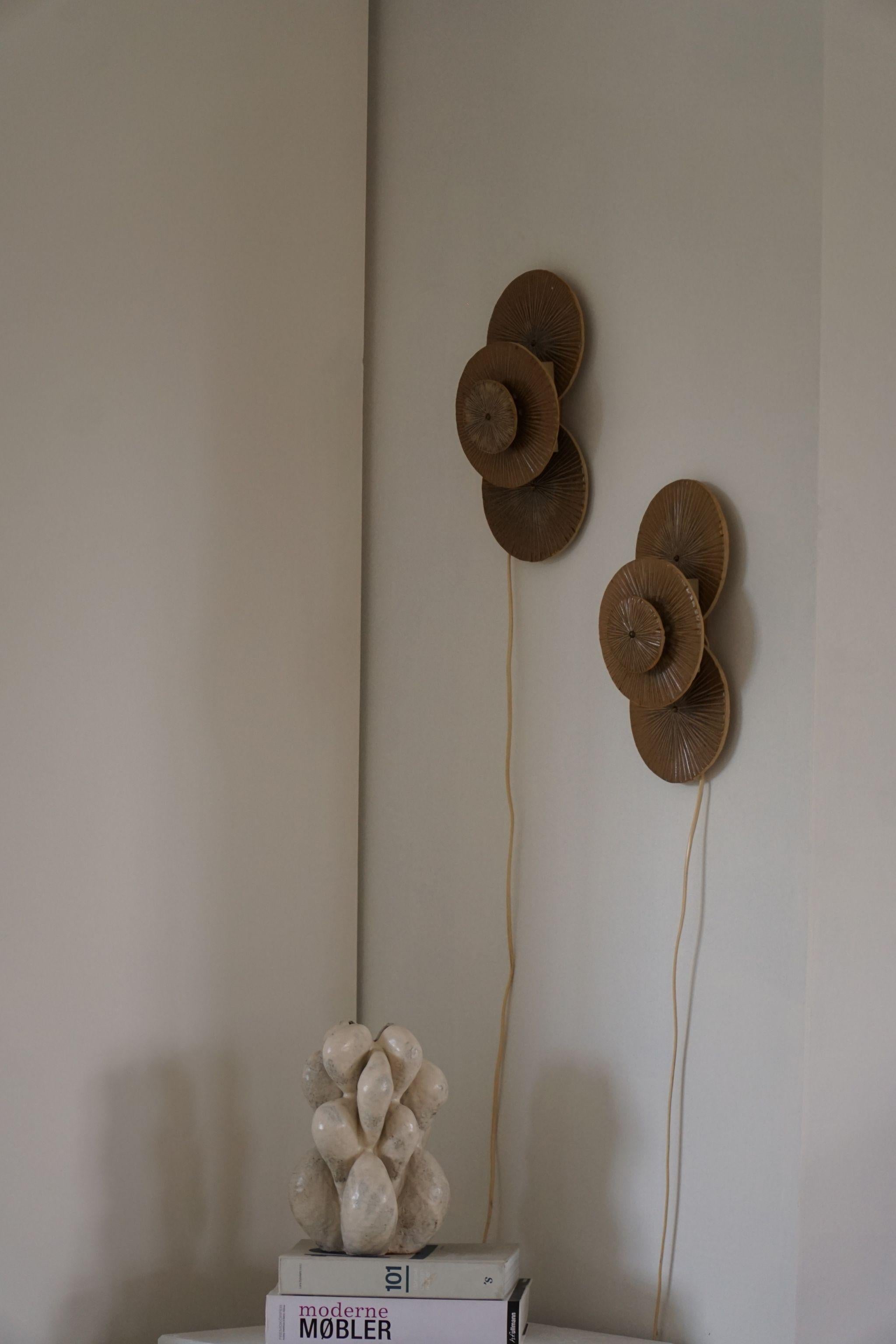 Danish Modern Pair of Ceramic Wall Sconces, Made by Axella, 1970s 3