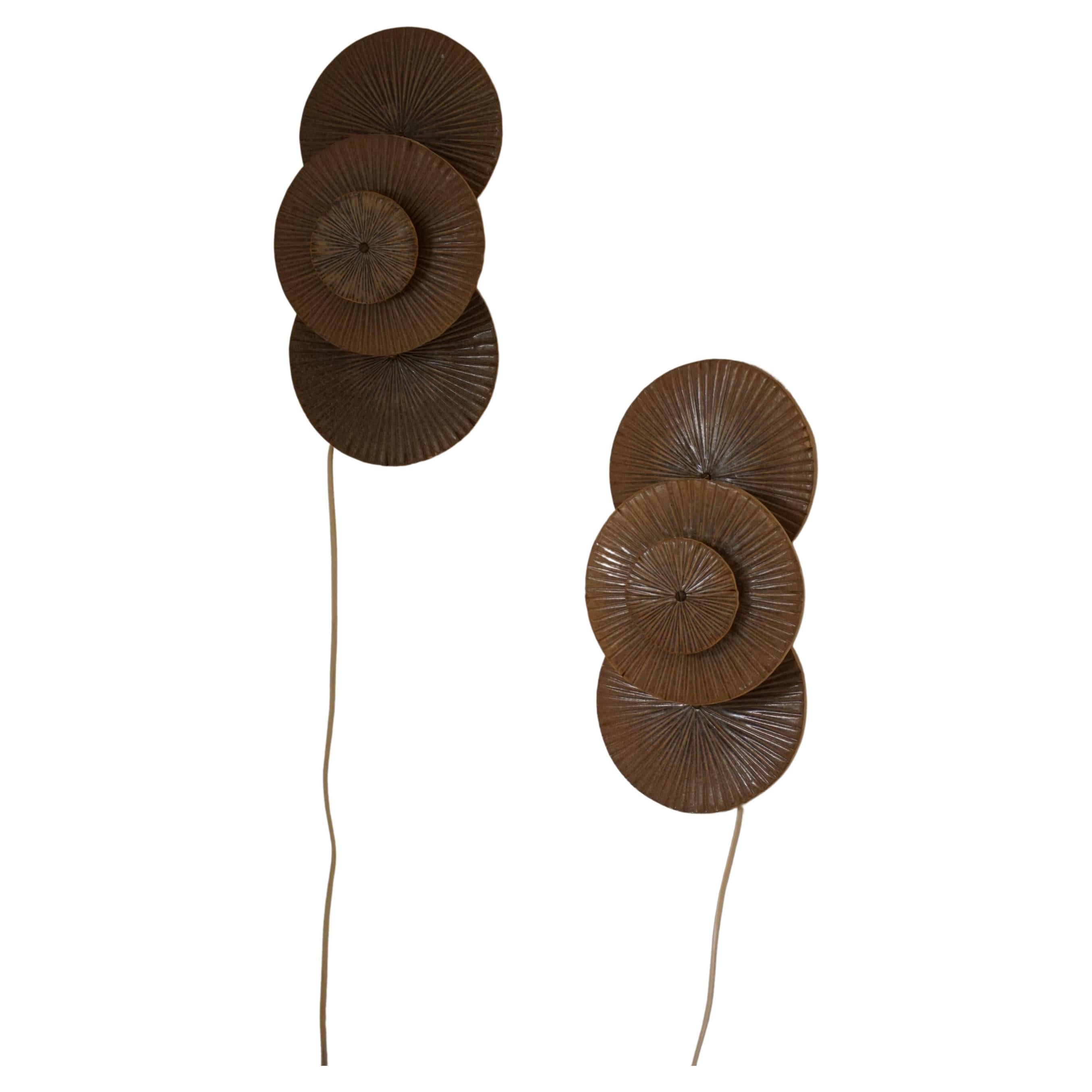 Danish Modern Pair of Ceramic Wall Sconces, Made by Axella, 1970s