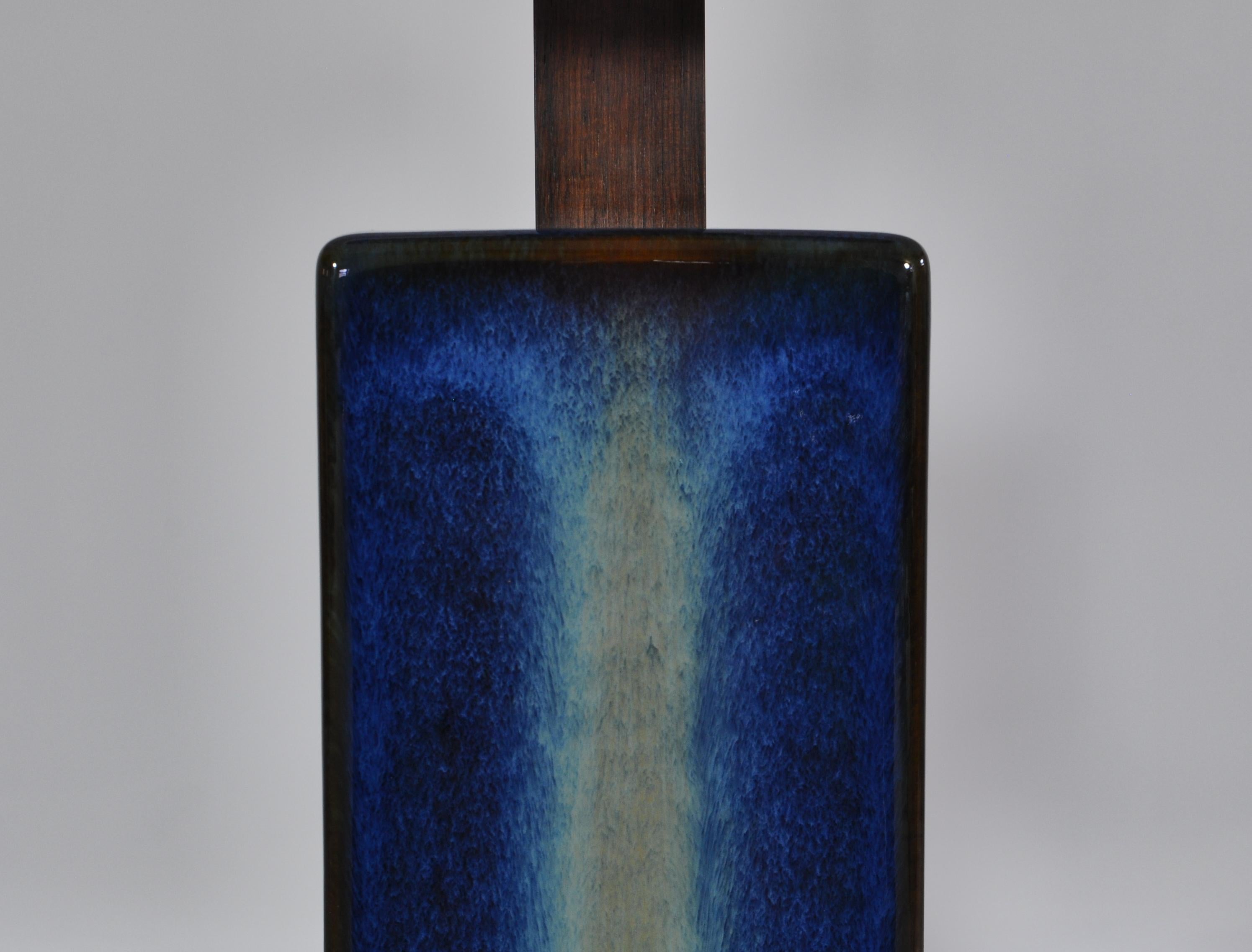 Danish Modern Pair of Large Blue Table Lamps from Søholm Stoneware, 1960s 4