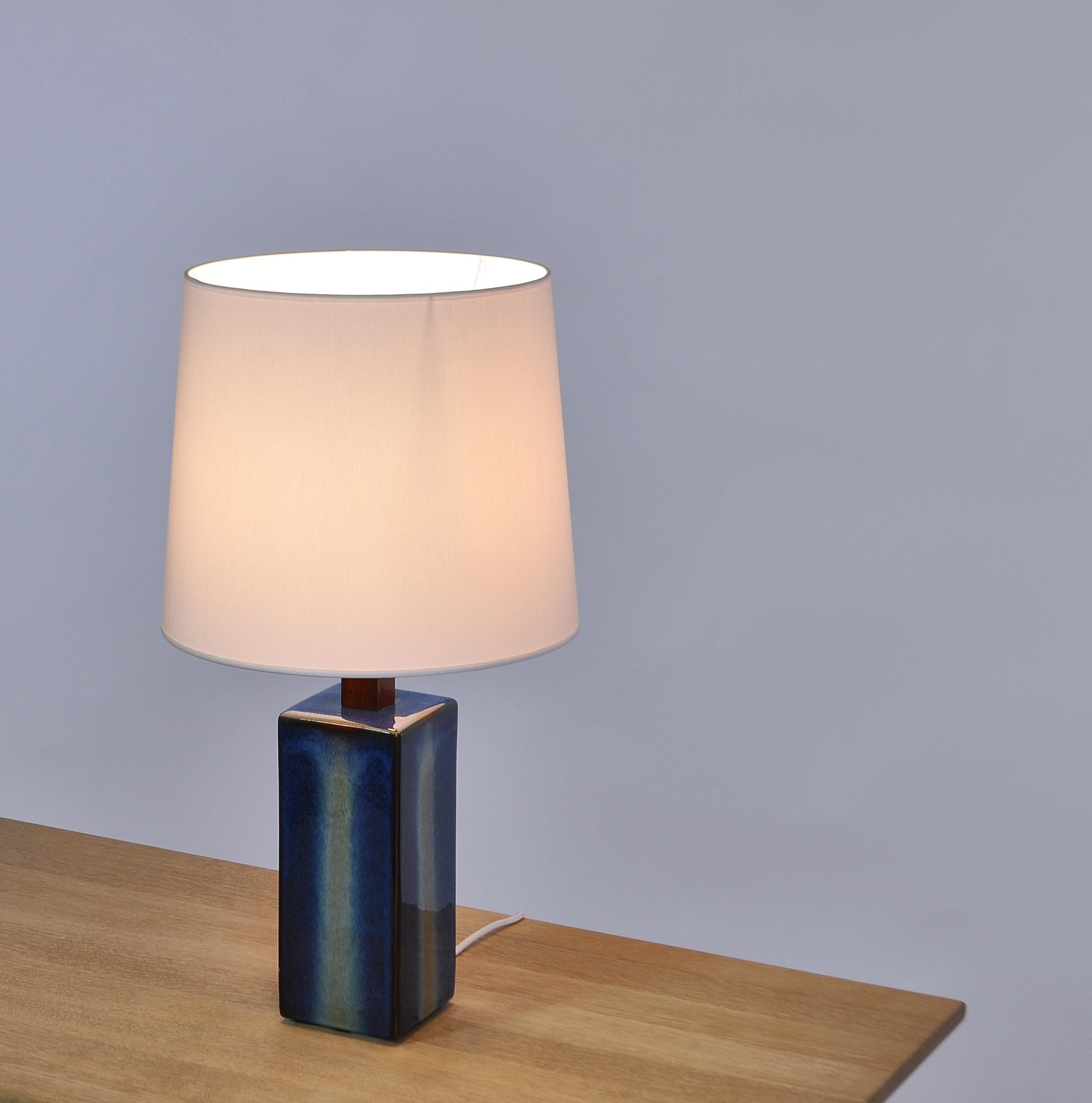 Mid-20th Century Danish Modern Pair of Large Blue Table Lamps from Søholm Stoneware, 1960s