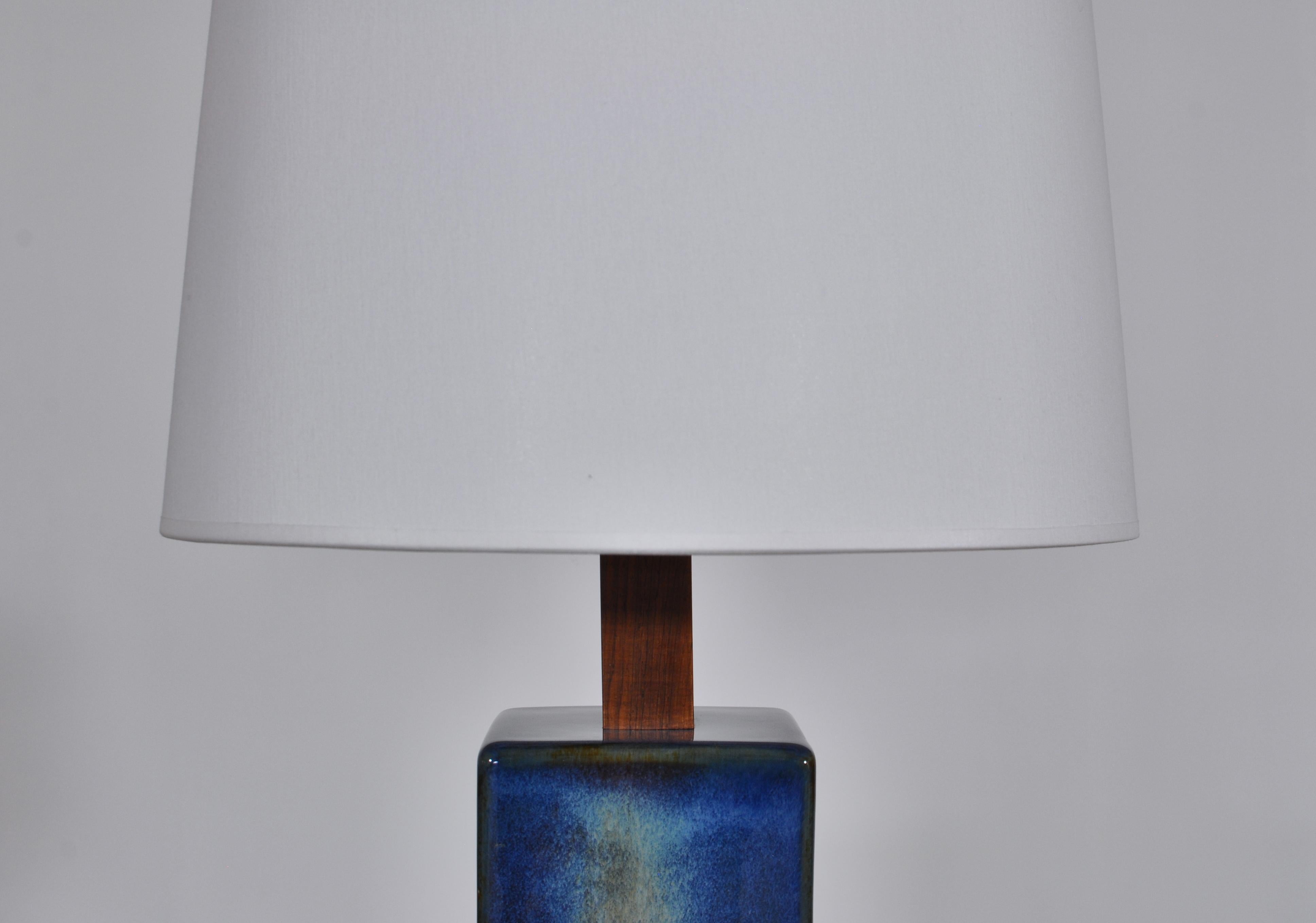 Danish Modern Pair of Large Blue Table Lamps from Søholm Stoneware, 1960s In Good Condition In Odense, DK