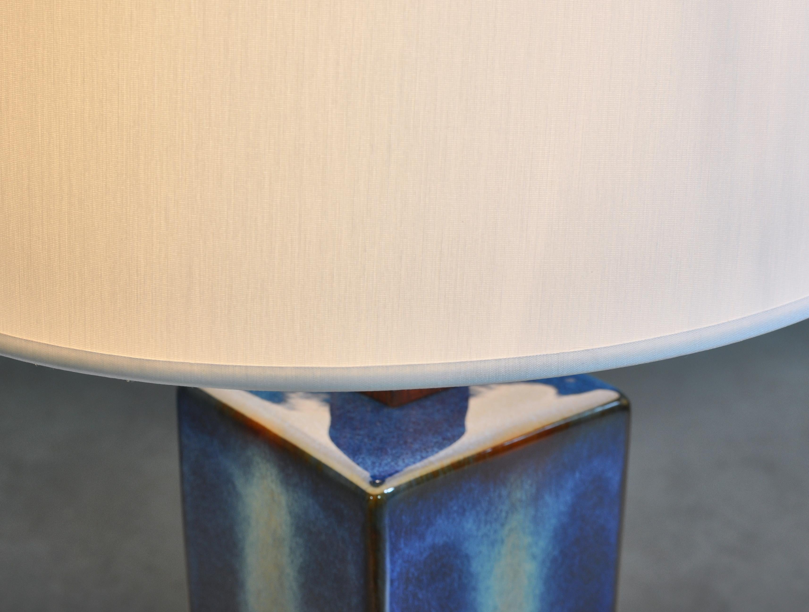 Danish Modern Pair of Large Blue Table Lamps from Søholm Stoneware, 1960s 1