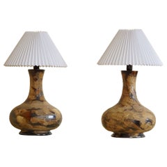 Danish Modern Pair of Large Ceramic Table Lamps, Mid Century, Made in 1970s