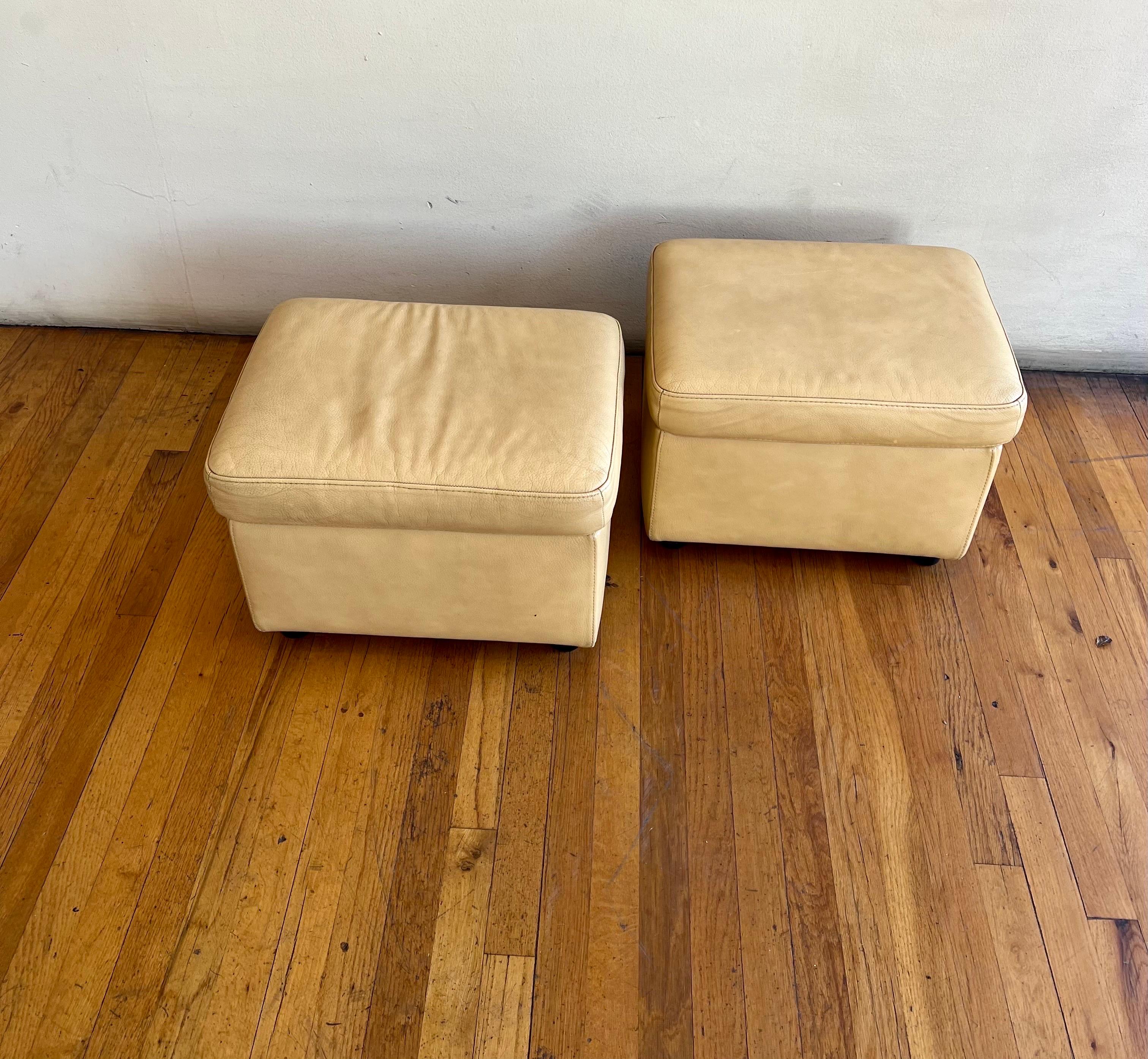 Danish Modern Pair of Leather Ottomans with Storage by Ekornes 1