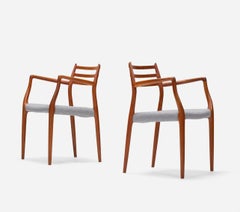 Danish Modern Pair of Rare Armchairs in teak by Niels Moller Model 62