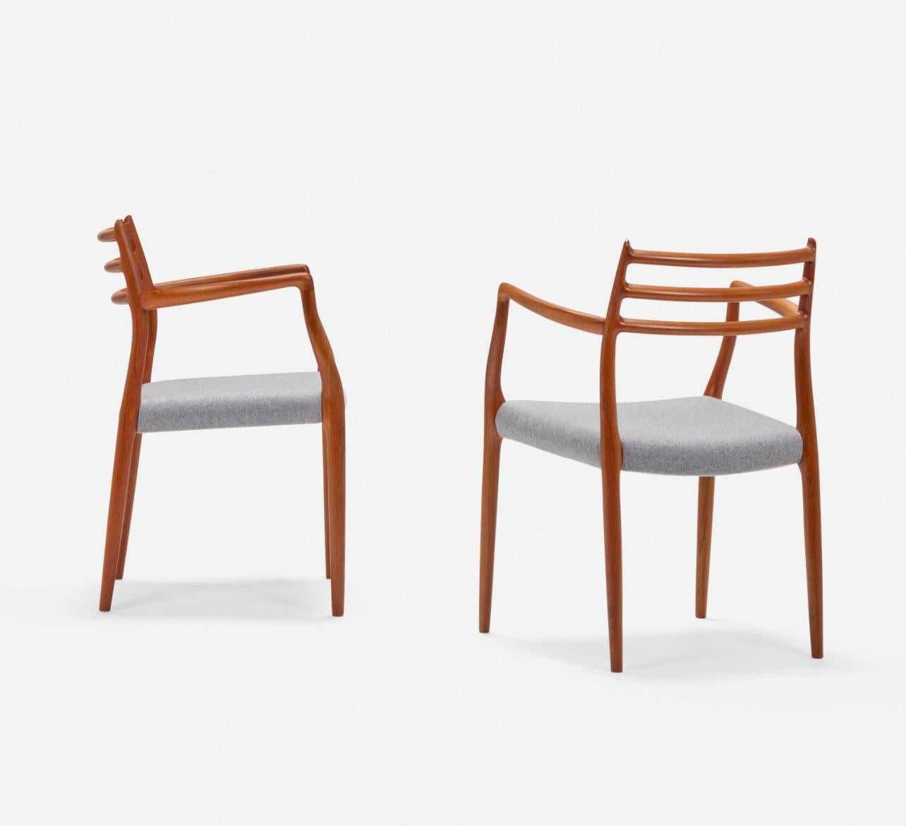 Teak Danish Modern Pair of Rare Armchairs in teak by Niels Moller Model 62