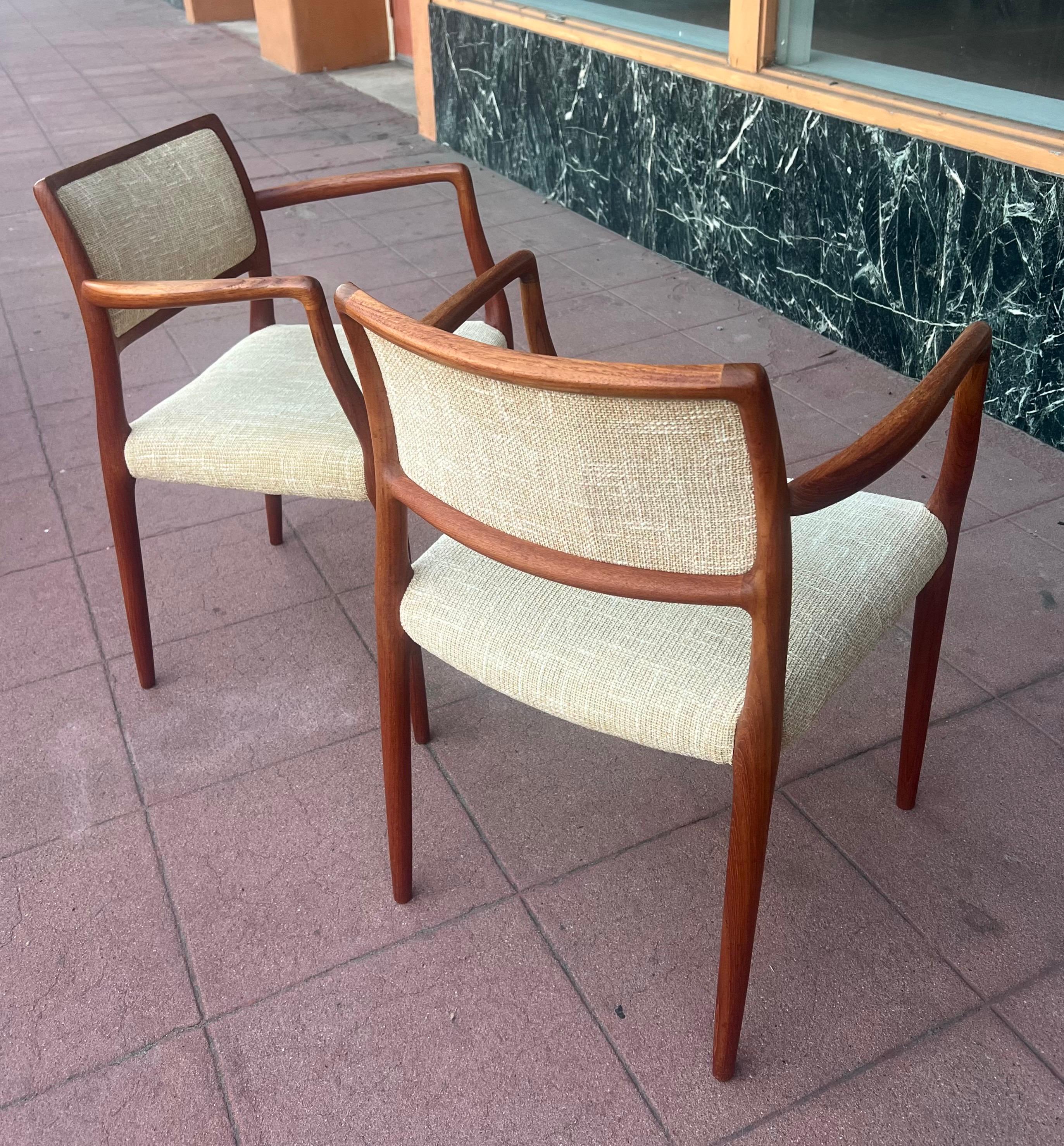 Scandinavian Modern Danish Modern Pair of Rare Armchairs in teak by Niels Moller Model 65