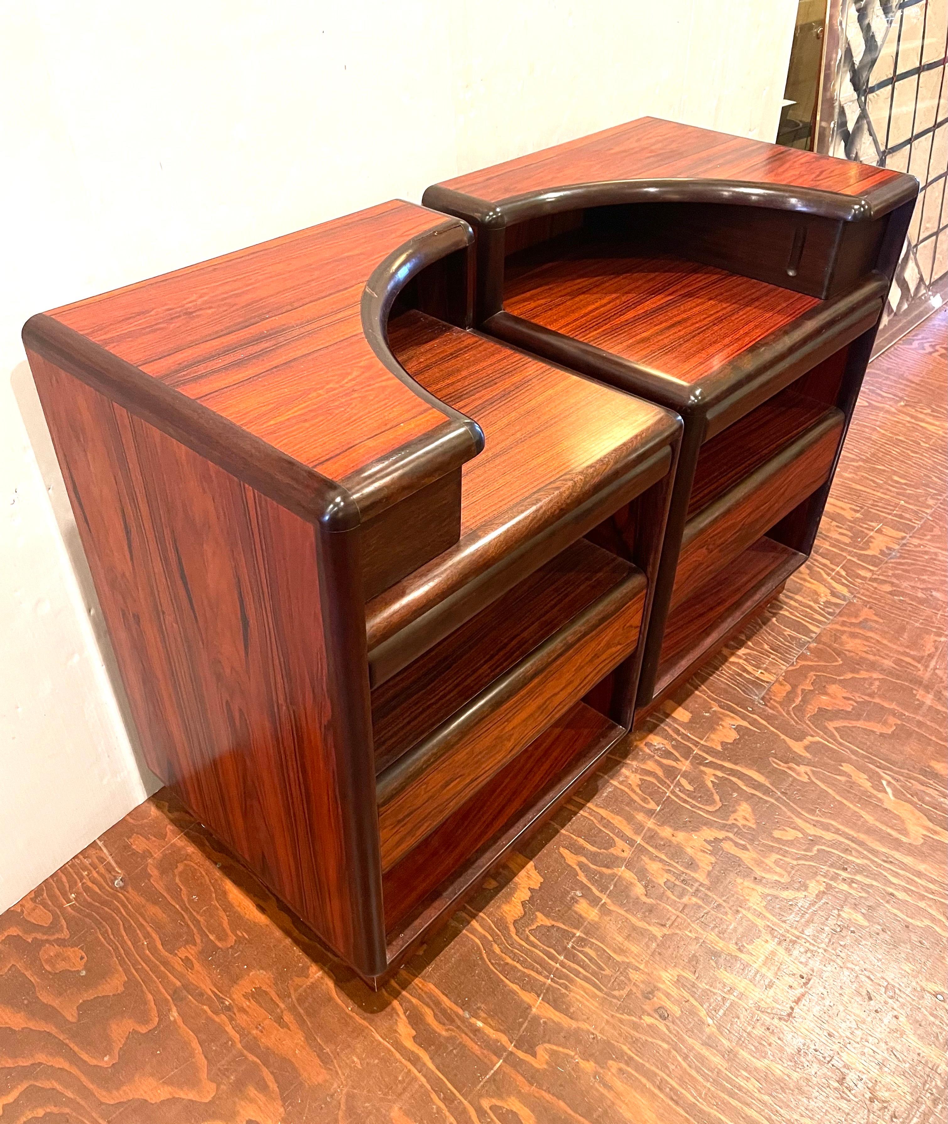 Danish Modern Pair of Rosewood Tall Nightstands by Brouer Furniture Denmark In Good Condition In San Diego, CA