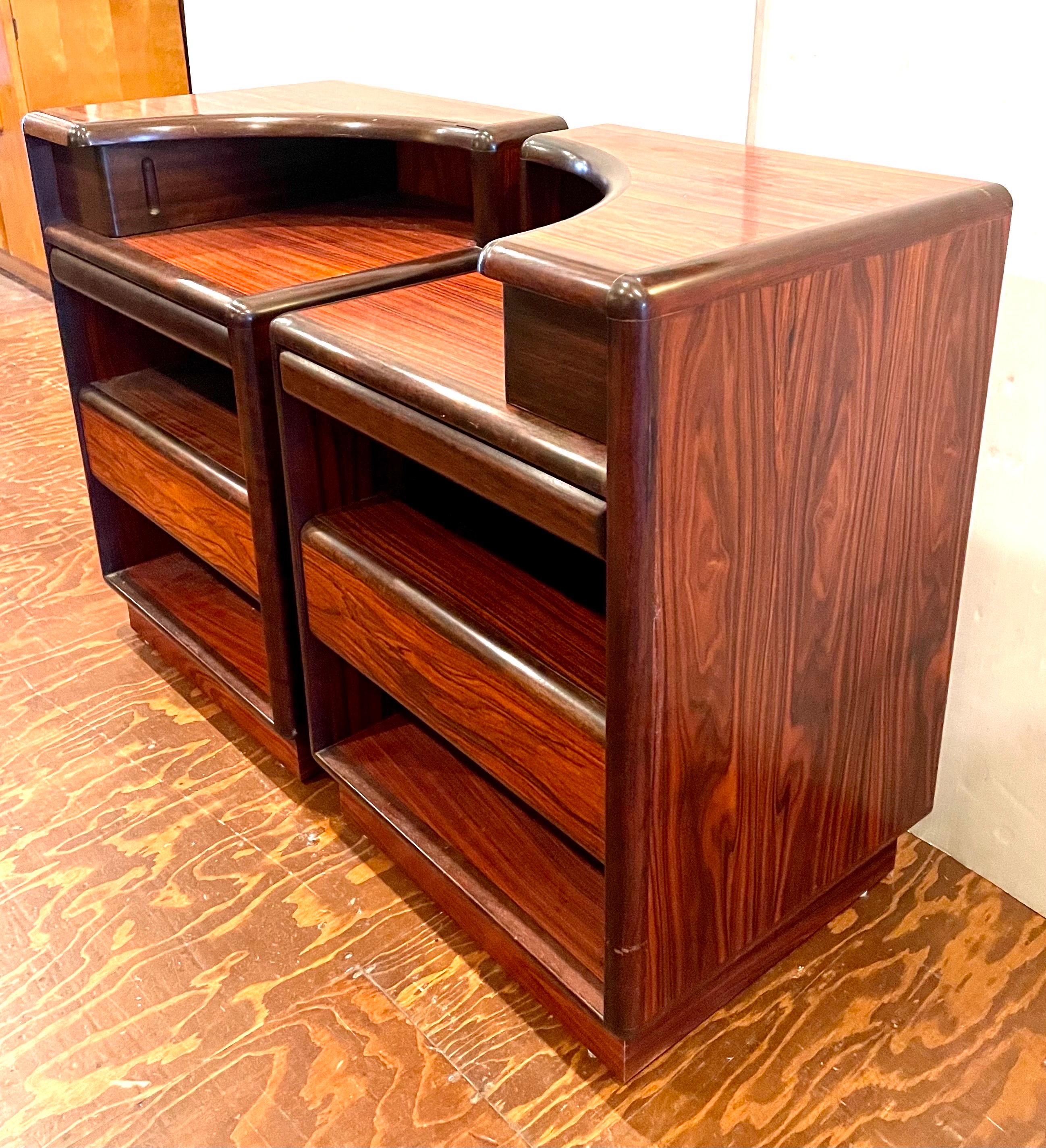 Danish Modern Pair of Rosewood Tall Nightstands by Brouer Furniture Denmark 2