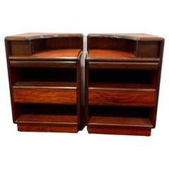 Danish Modern Pair of Rosewood Tall Nightstands by Brouer Furniture Denmark