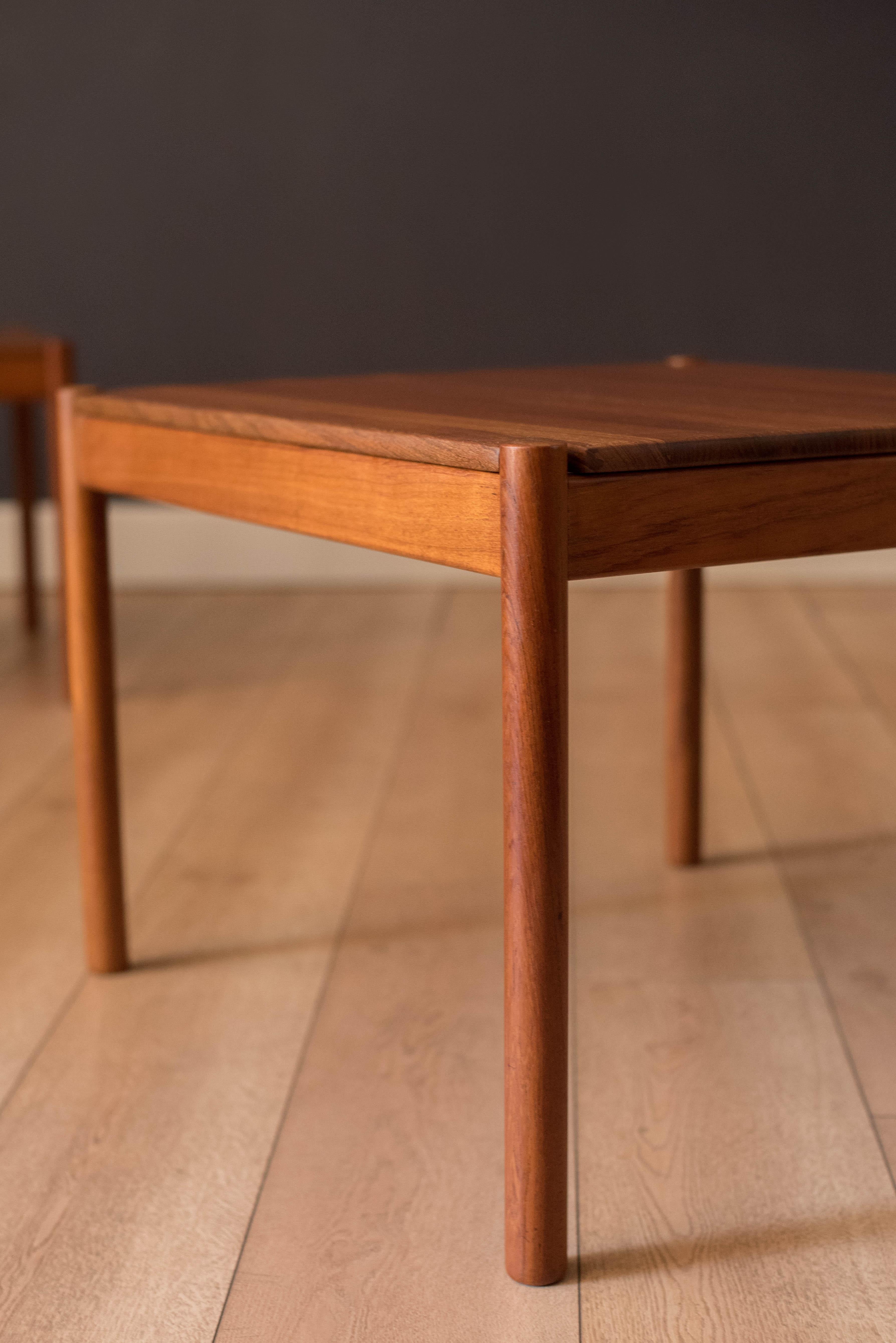 Scandinavian Modern Danish Modern Pair of Solid Teak End Tables by Magnus Olesen For Sale