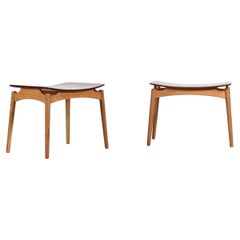 Danish Modern Pair of Stools of Teak and Oak by Ølholm Møbelfabrik, Denmark 60s