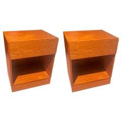 Danish Modern Pair of Teak Double Drawer Nightstands