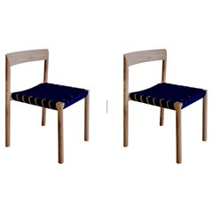 Pareja de sillas de comedor laterales danesas modernas de roble blanco de Niels Bendtsen