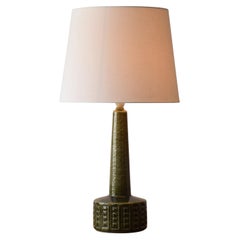Danish Modern Palshus Moss Green Tall Table Lamp with Lampshade, 1960s