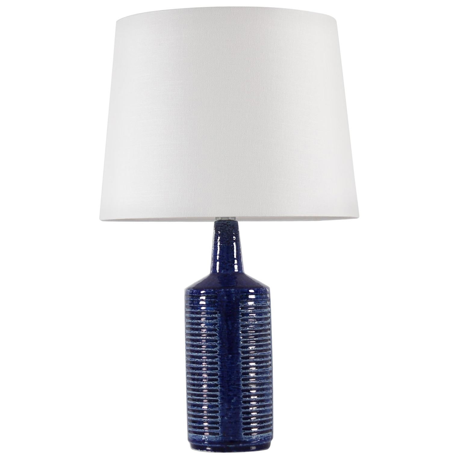 Danish Modern Palshus Table Lamp Cobalt Blue with New Lamp Shade, 1960s