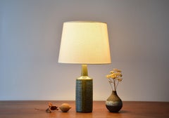 Danish Modern Palshus Table Lamp in Moss Green and Blue with Lampshade, 1960s