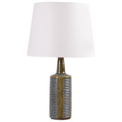 Retro Danish Modern Palshus Table Lamp in Moss Green and Blue with Lampshade, 1960s
