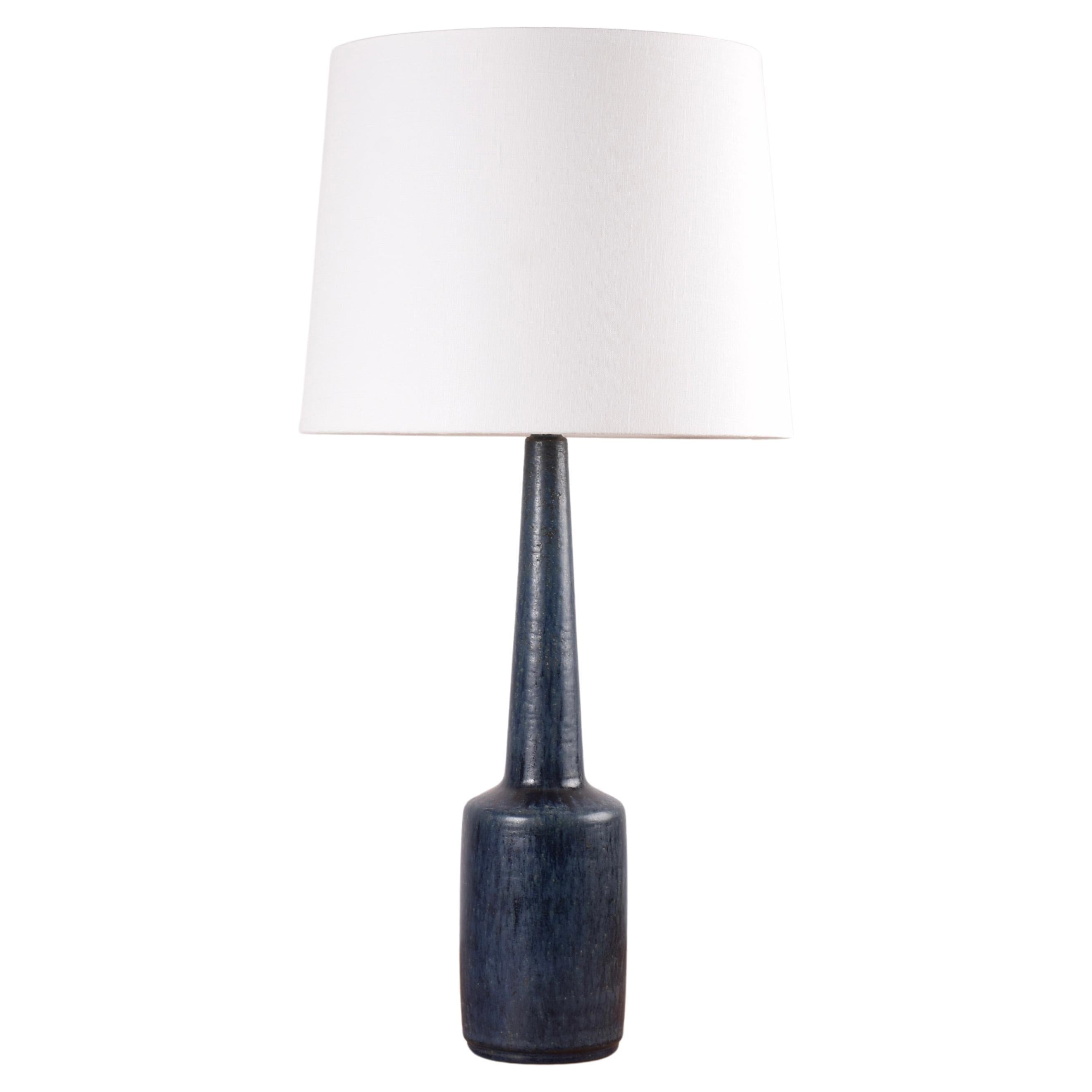 Danish Modern Palshus Very Tall Midnight Blue Table Lamp with Shade, 1960s For Sale