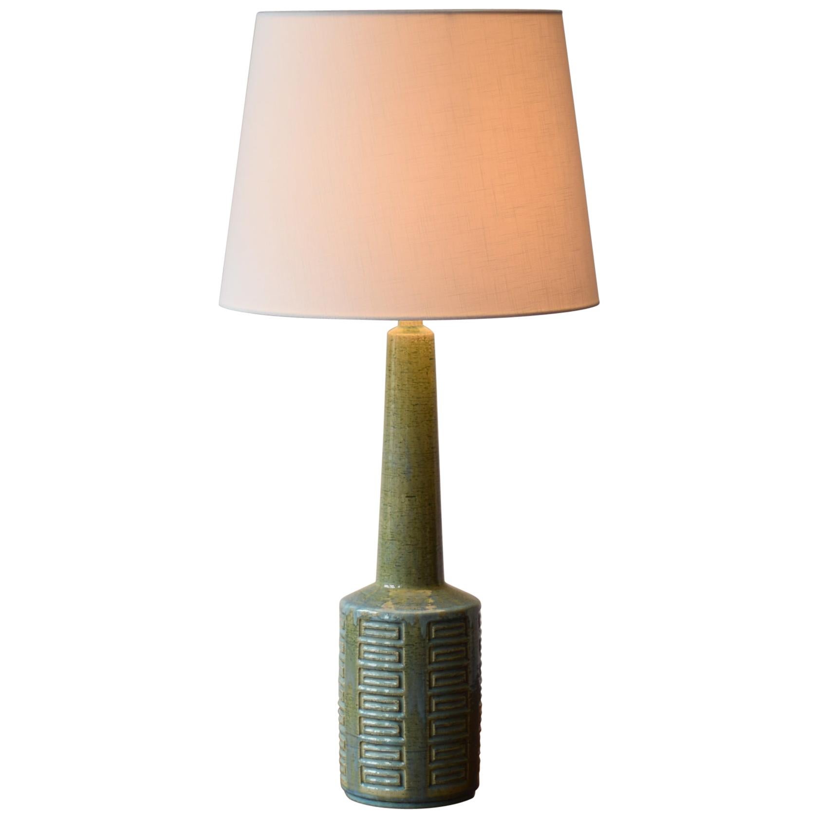 Danish Modern Palshus Very Tall Table Lamp Green and Blue with Lampshade, 1960s