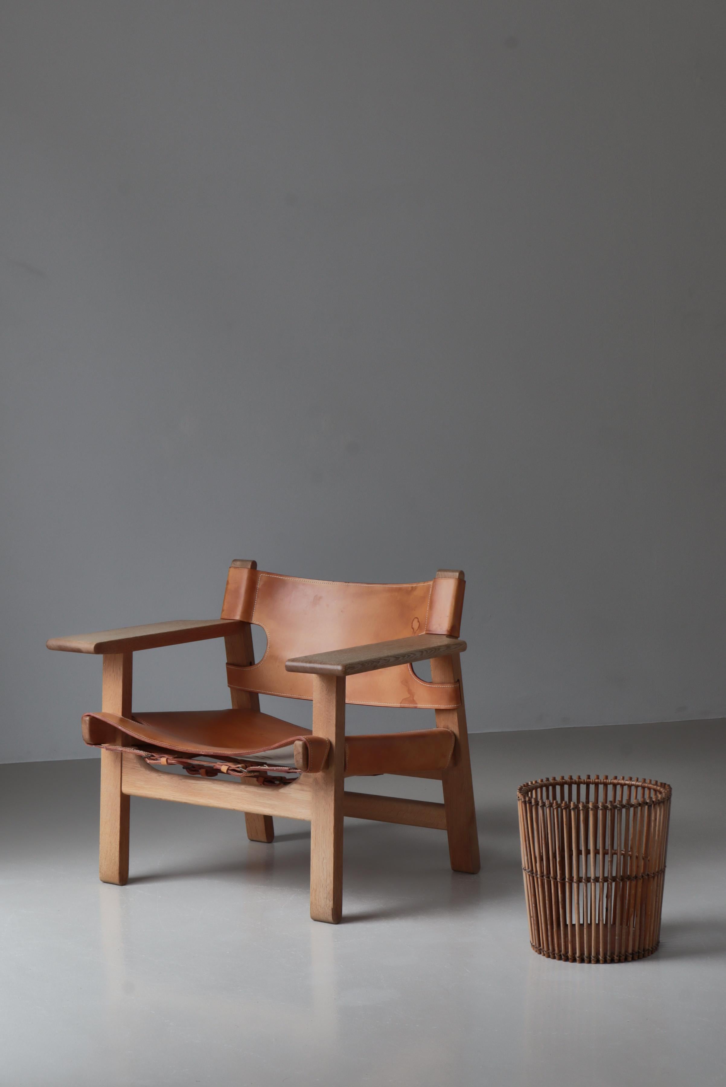 Cestino di carta moderno danese in rattan e canna di Wengler, Copenhagen, anni '30 in vendita 5