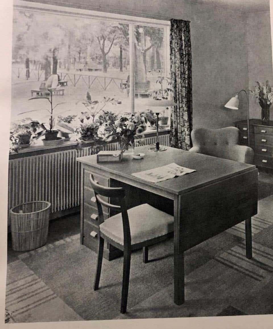 Cestino di carta moderno danese in rattan e canna di Wengler, Copenhagen, anni '30 in vendita 6
