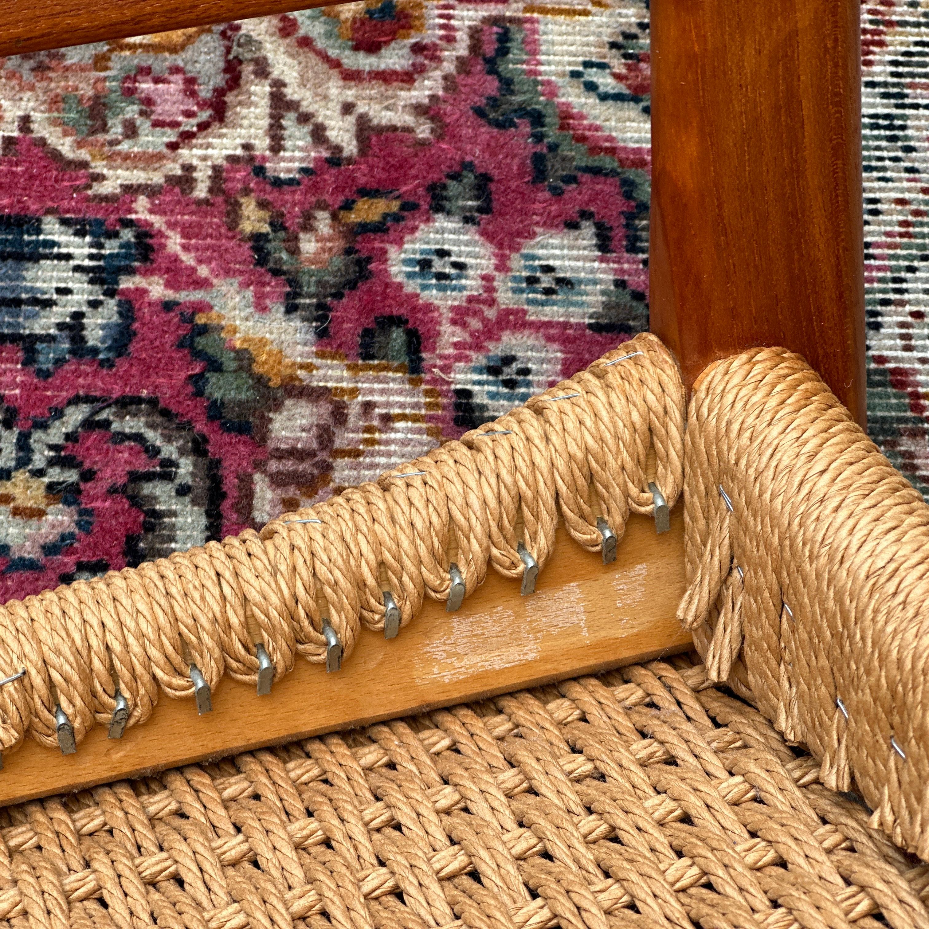 Danish Modern Peder Kristensen Teak and Woven Rope Low Stool or Bench 8