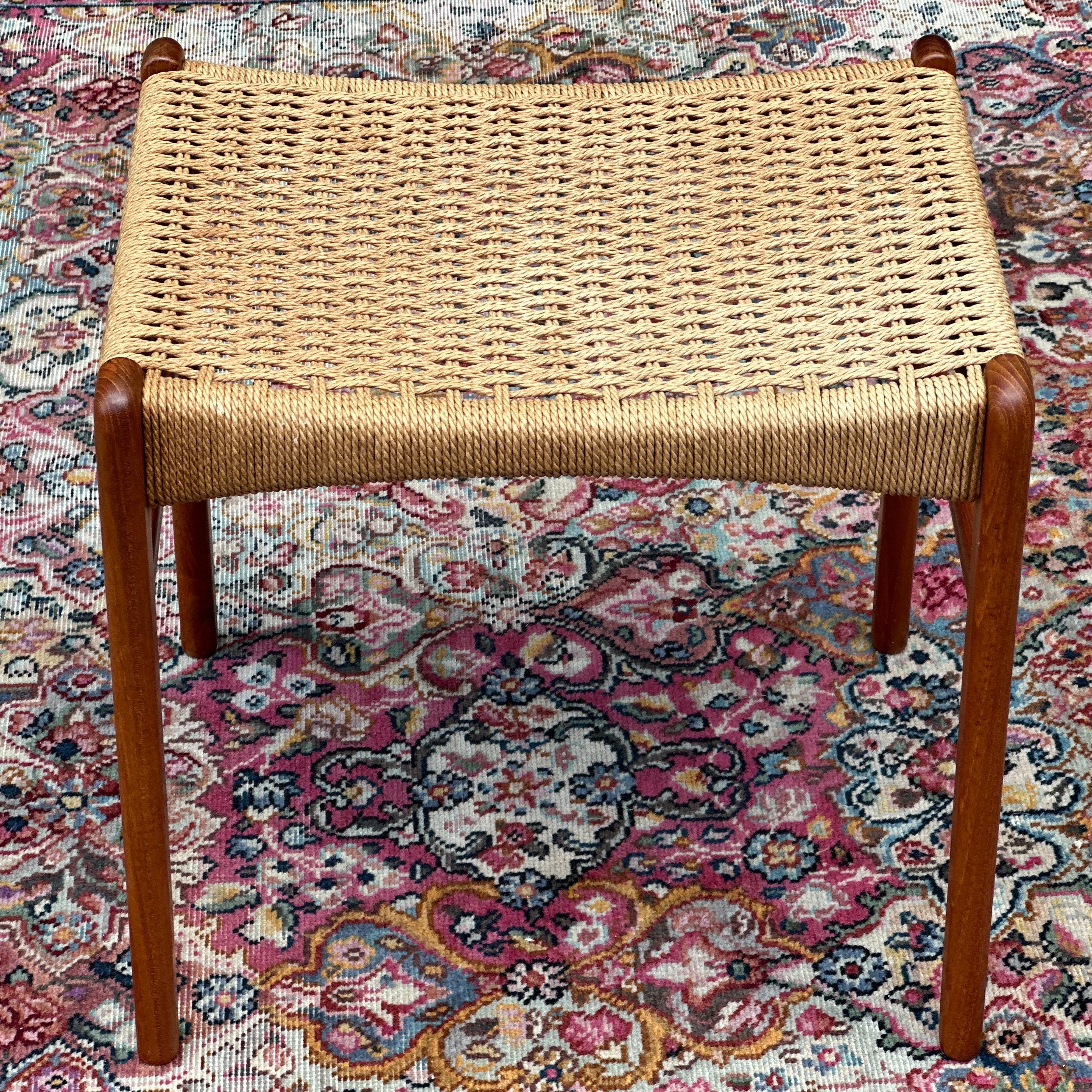 Danish Modern Peder Kristensen Teak and Woven Rope Low Stool or Bench 2