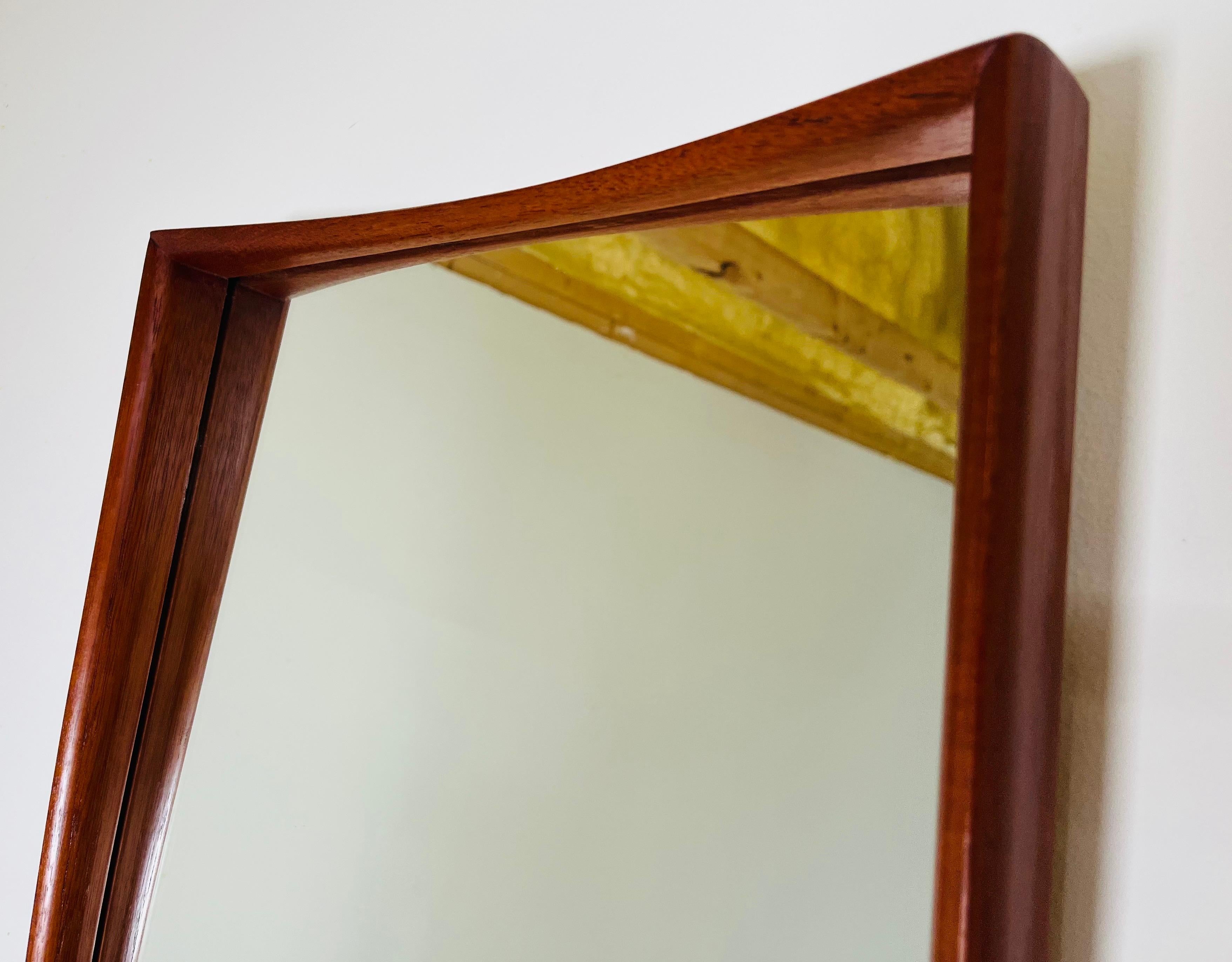 Scandinavian Modern Danish-Modern Pedersen & Hansen Style Teak Wall Mirror By Asbjorn-Mobler For Sale