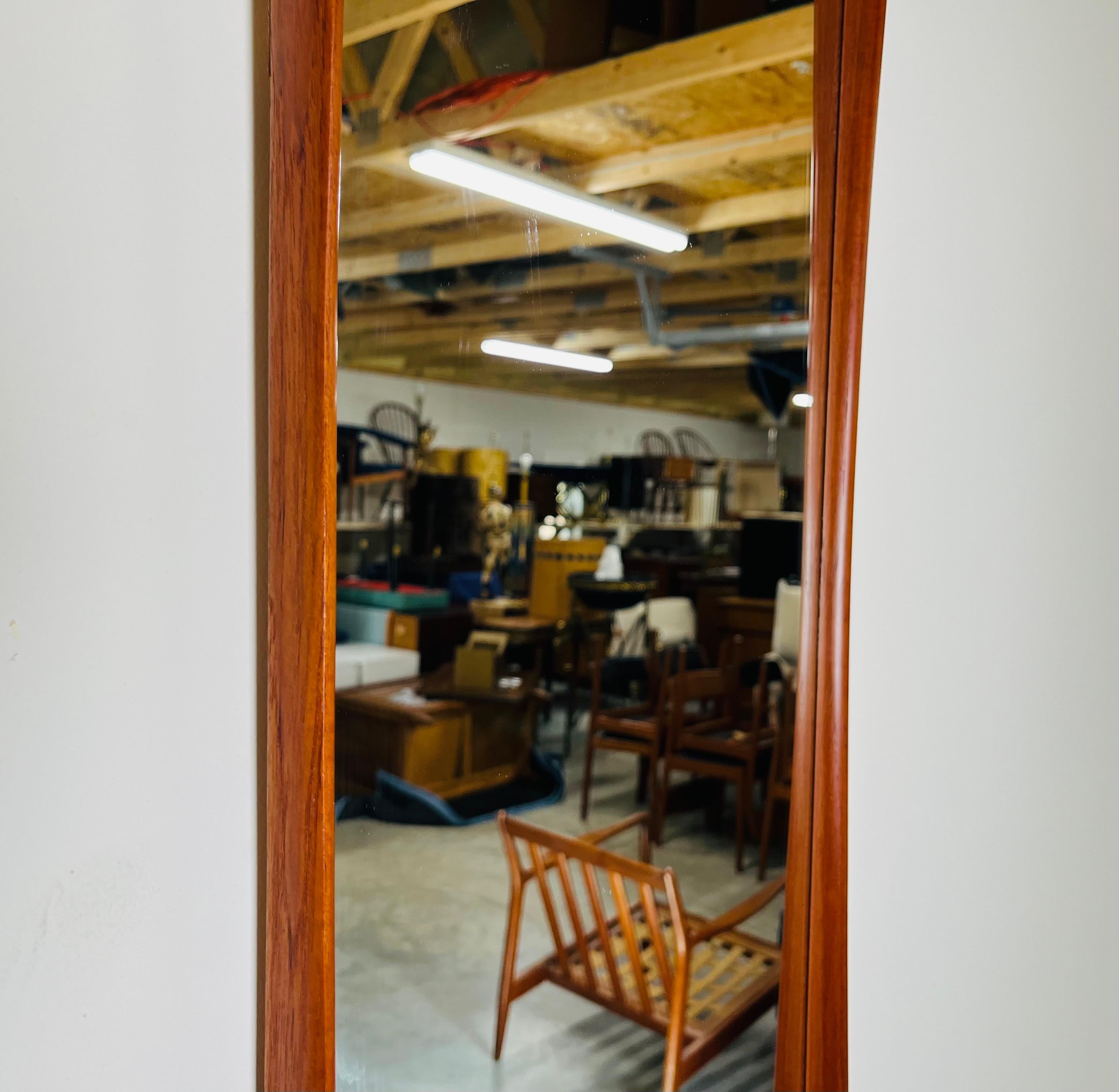 20th Century Danish-Modern Pedersen & Hansen Style Teak Wall Mirror By Asbjorn-Mobler For Sale