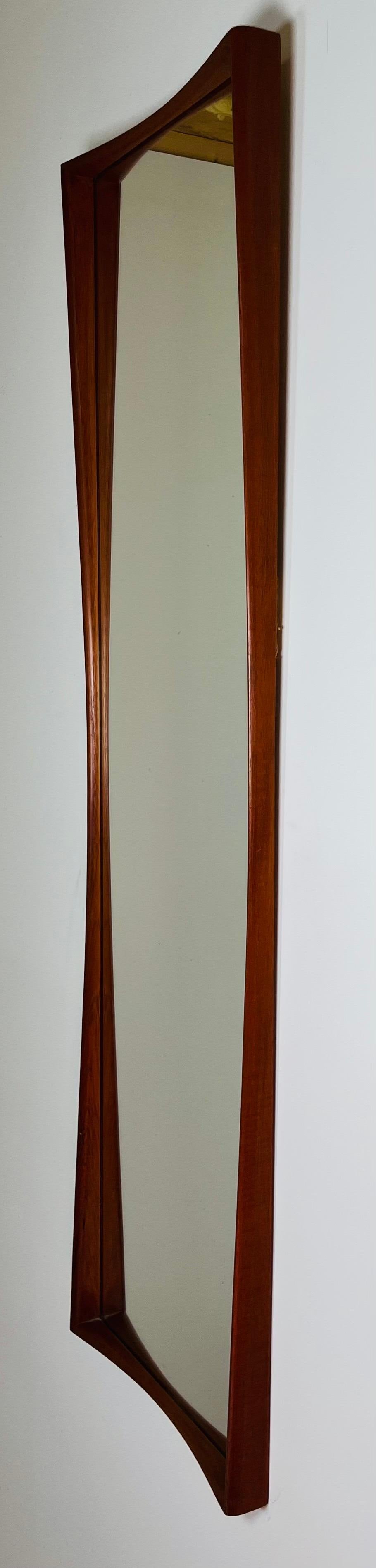 Danish-Modern Pedersen & Hansen Style Teak Wall Mirror By Asbjorn-Mobler For Sale 1
