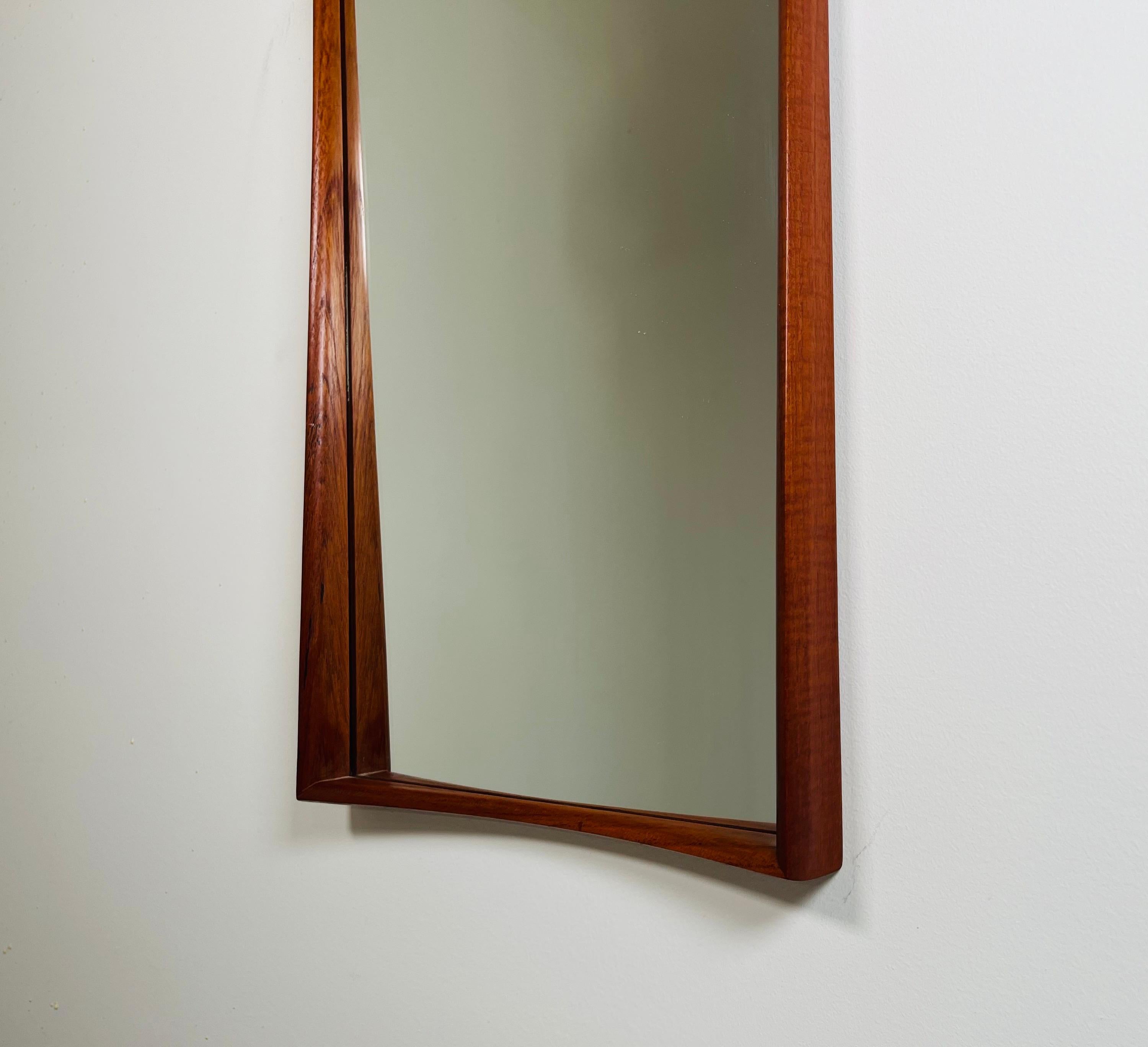Danish-Modern Pedersen & Hansen Style Teak Wall Mirror By Asbjorn-Mobler For Sale 2