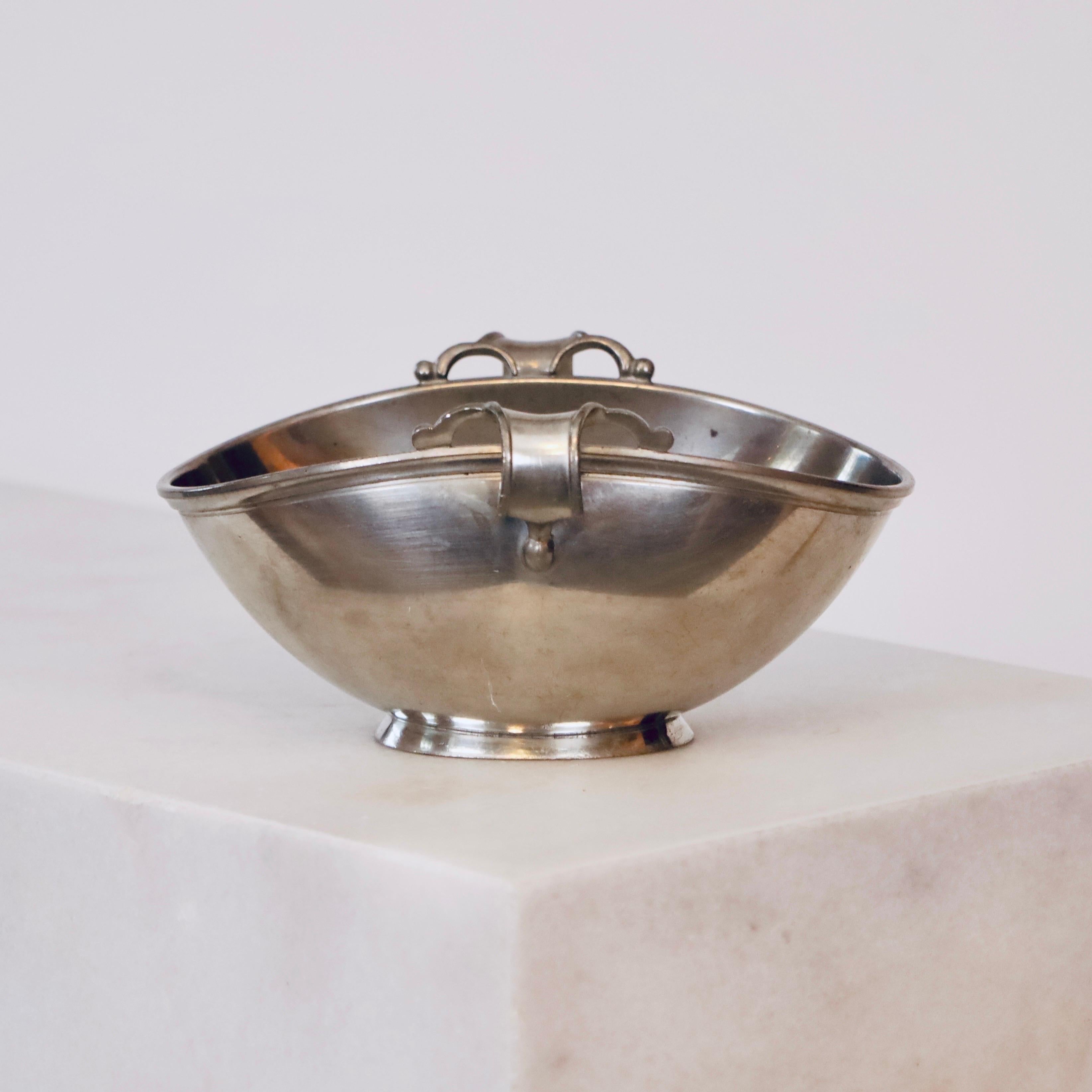Mid-20th Century Danish modern pedestal pewter bowl by Just Andersen, 1930s, Denmark For Sale