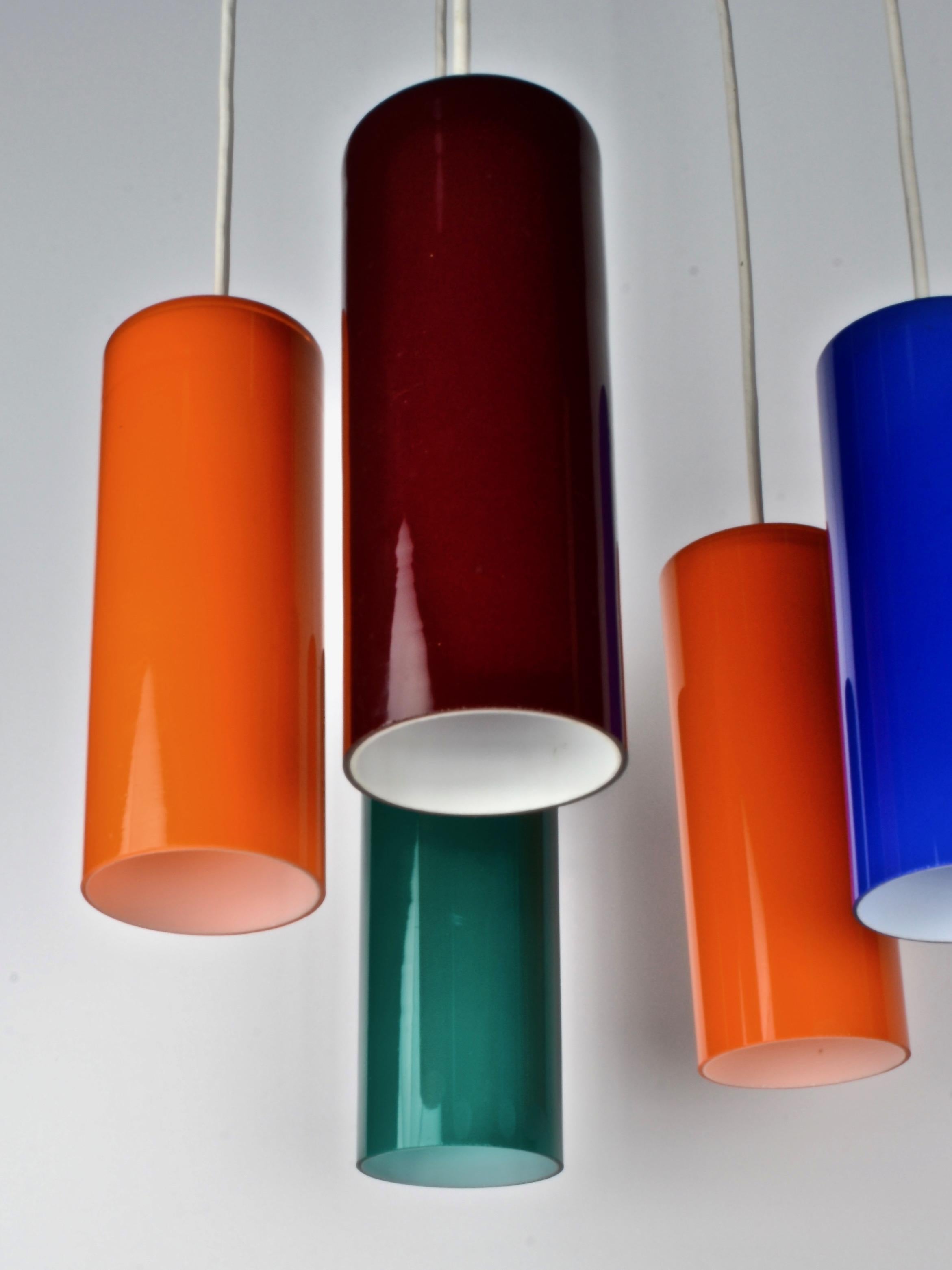 Art Glass Danish Modern Pendant Chandelier, 1960s For Sale