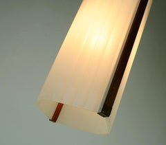 danish modern pendant lamp teak opaline glass textured glass 1950s