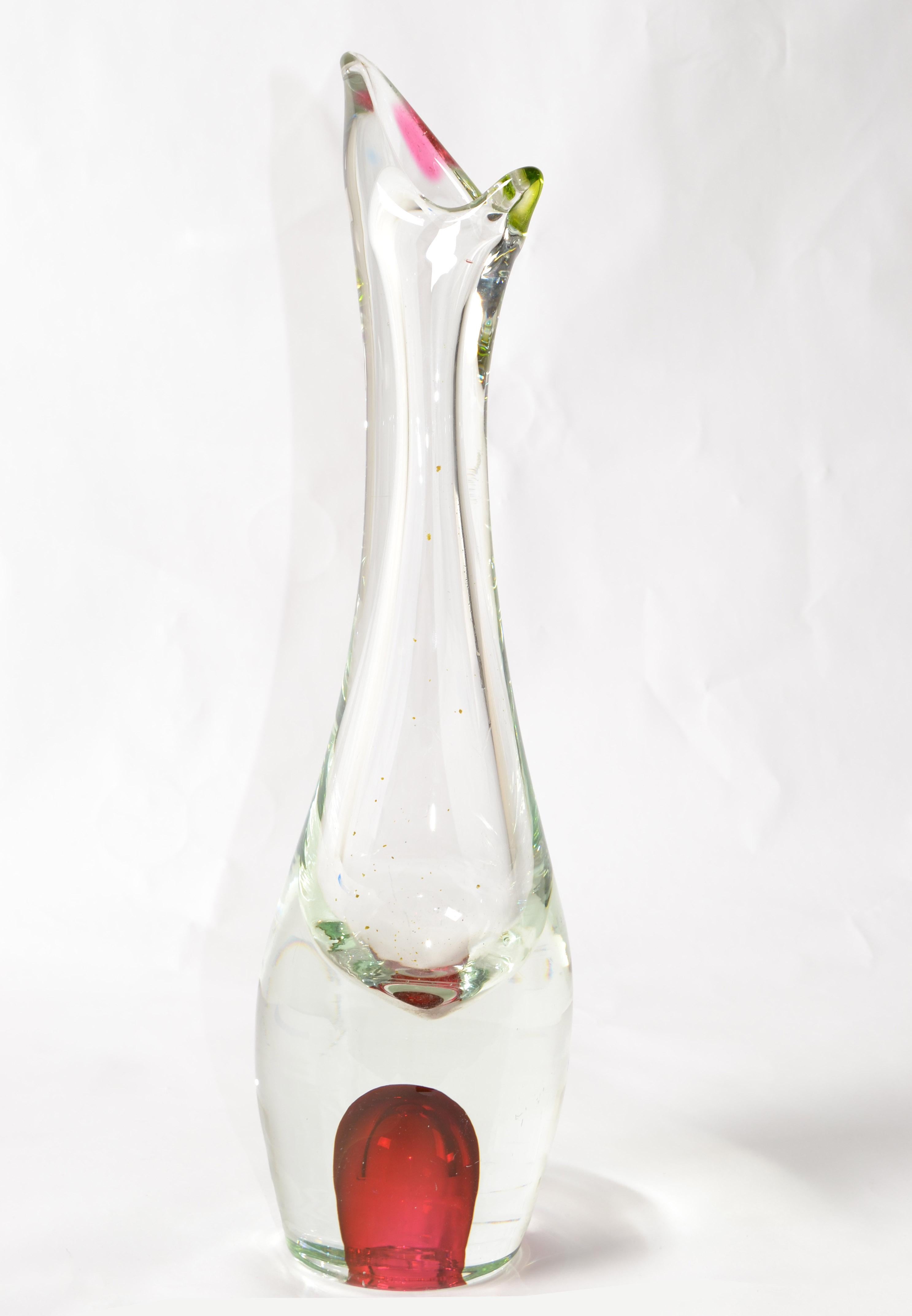 Danish Modern Per Lutken Style Large Blown Art Glass Vase Holmegaard Attributed In Good Condition For Sale In Miami, FL