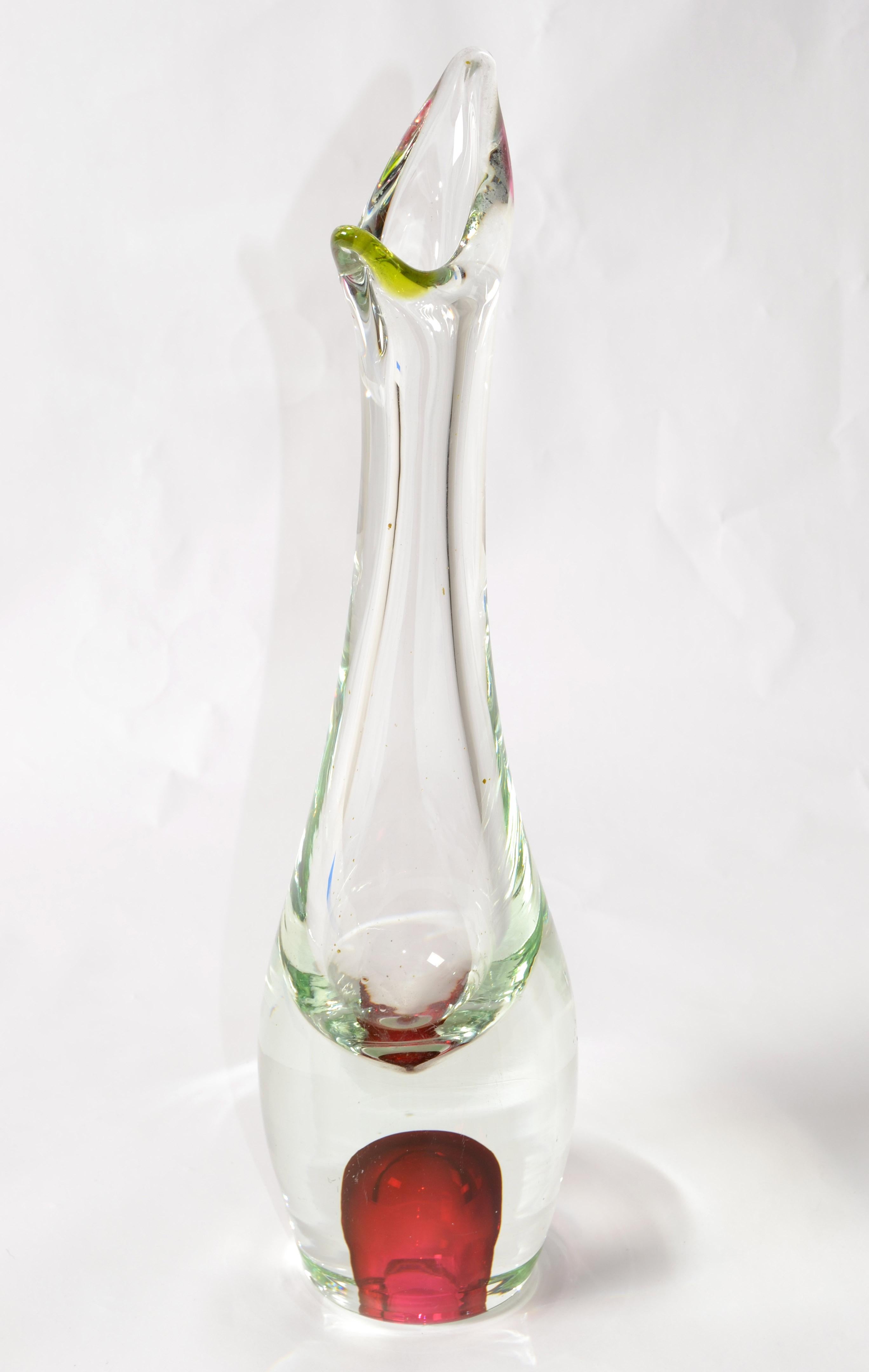 Late 20th Century Danish Modern Per Lutken Style Large Blown Art Glass Vase Holmegaard Attributed For Sale
