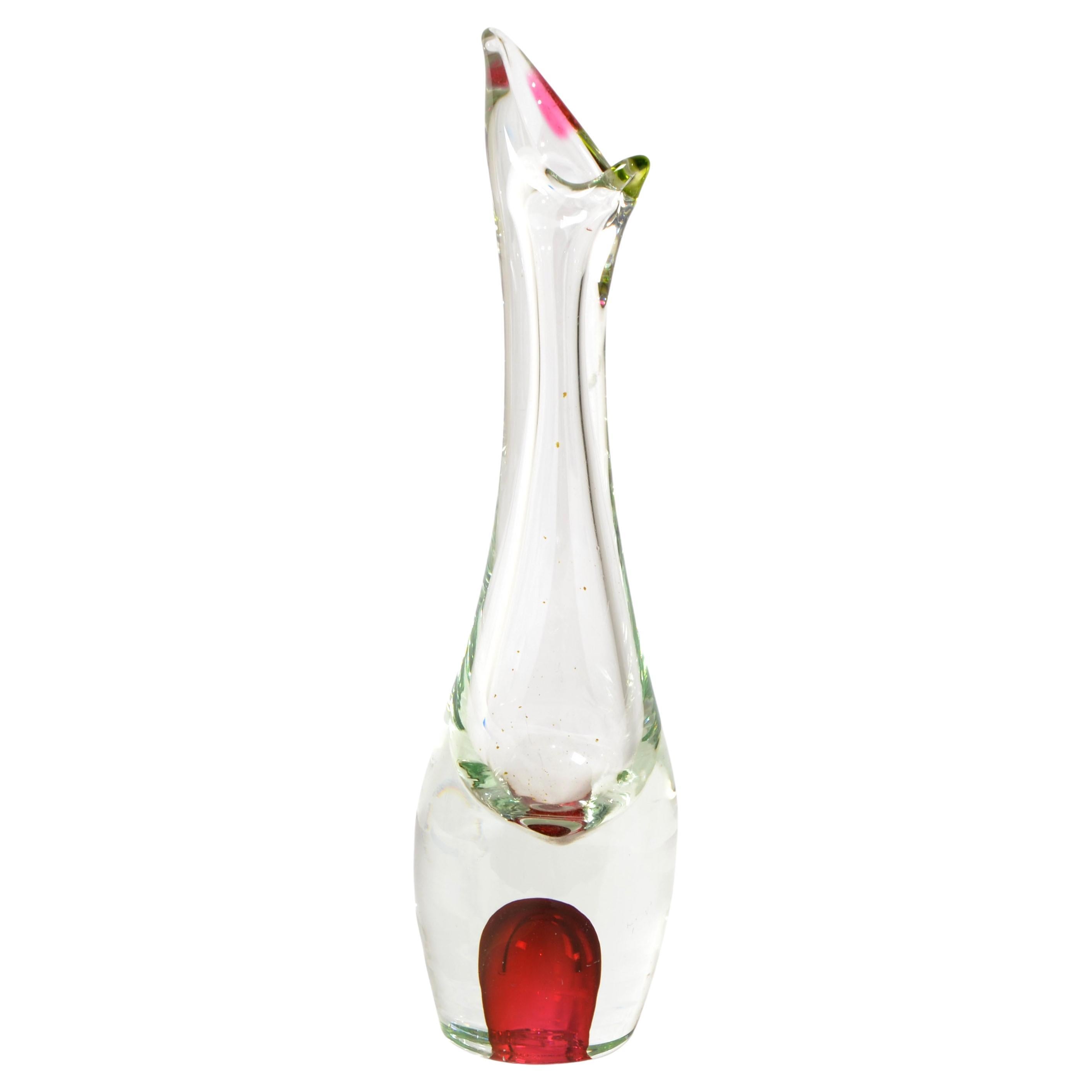 Danish Modern Per Lutken Style Large Blown Art Glass Vase Holmegaard Attributed For Sale