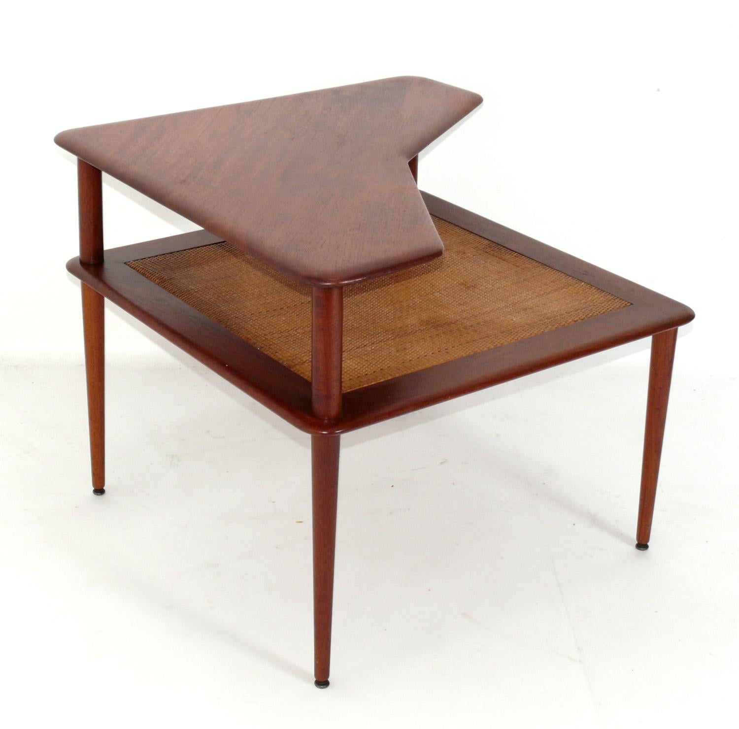 Mid-Century Modern Danish Modern Peter Hvidt Teak and Cane End Table For Sale