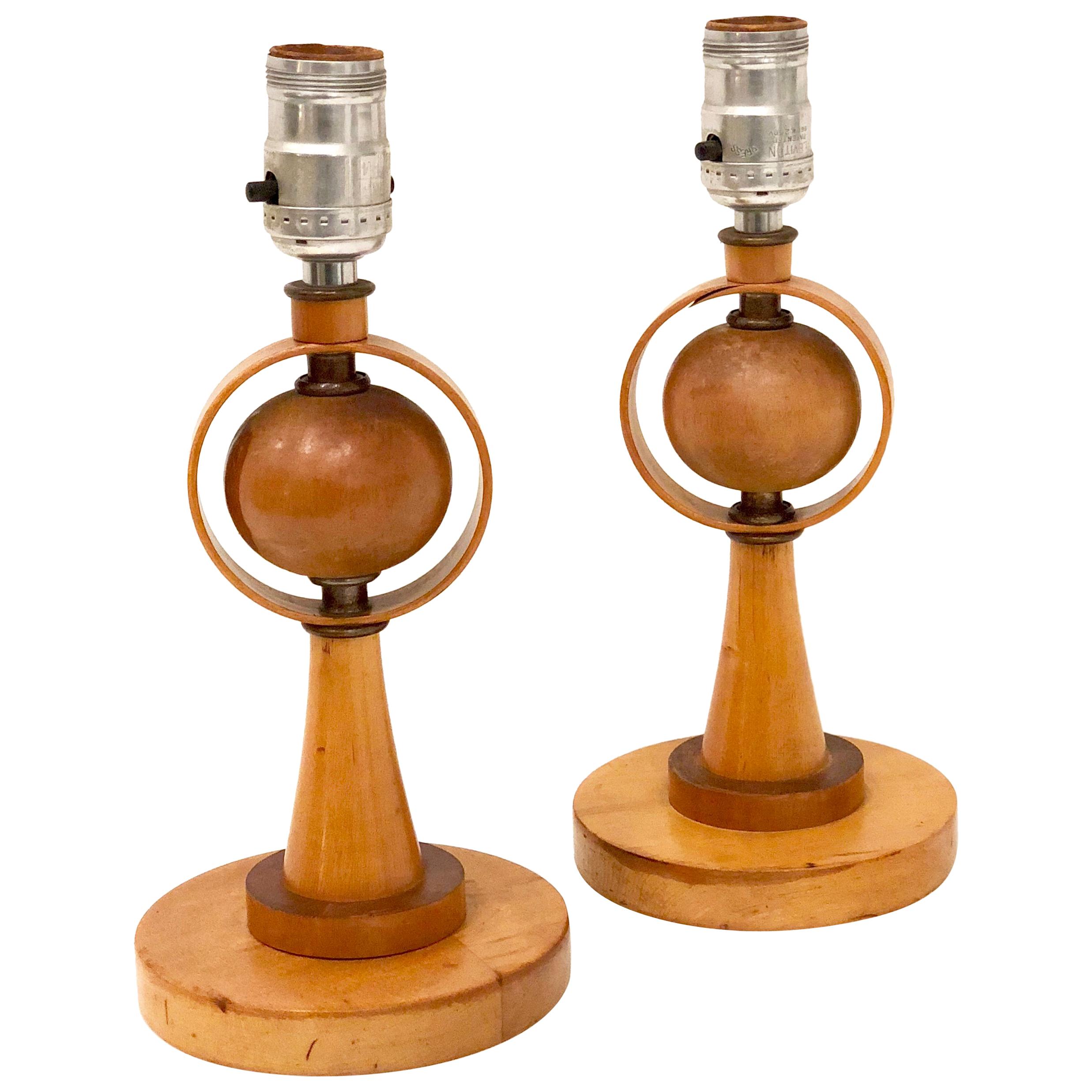 Danish Modern Petite Pair of Atomic Table Lamps