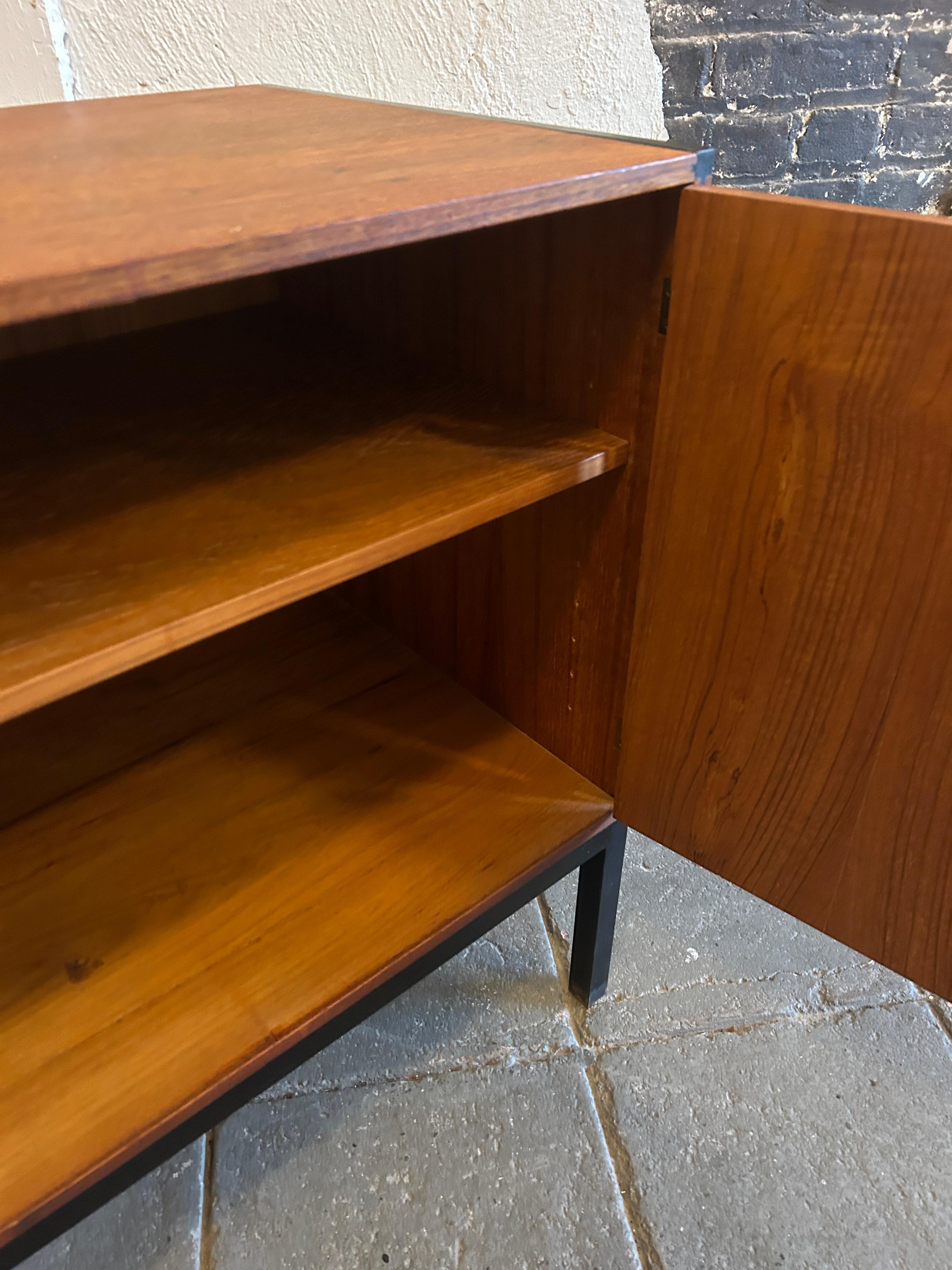 Steel Danish modern Petite teak cabinet by Hans Hove & Palle Petersen For Sale